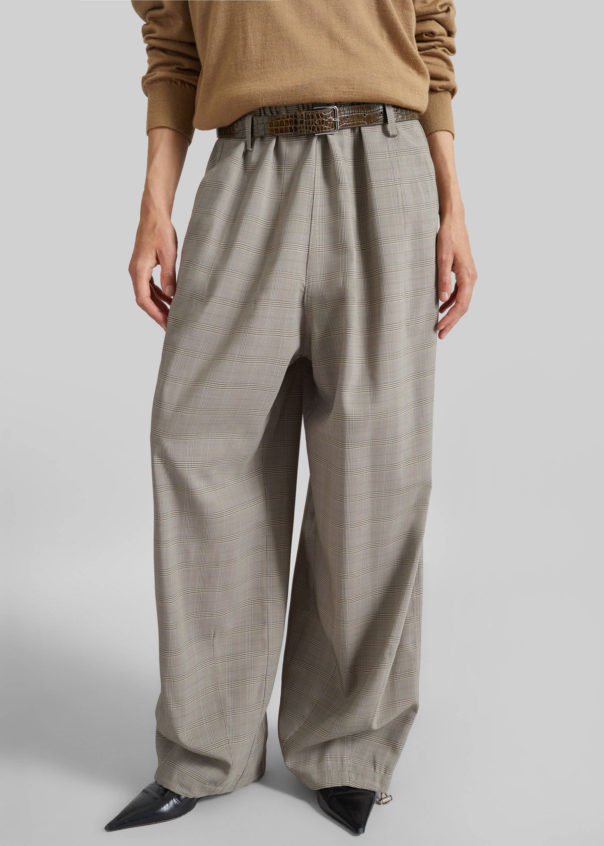 Oakdale Track Pants - Beige Glen Plaid - 3