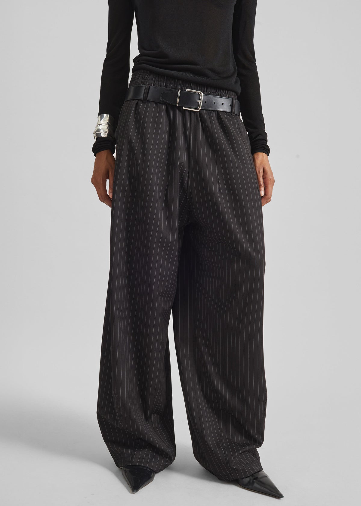 Oakdale Track Pants - Black/White Pinstripe - 1