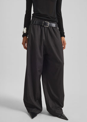 Oakdale Track Pants - Black/White Pinstripe