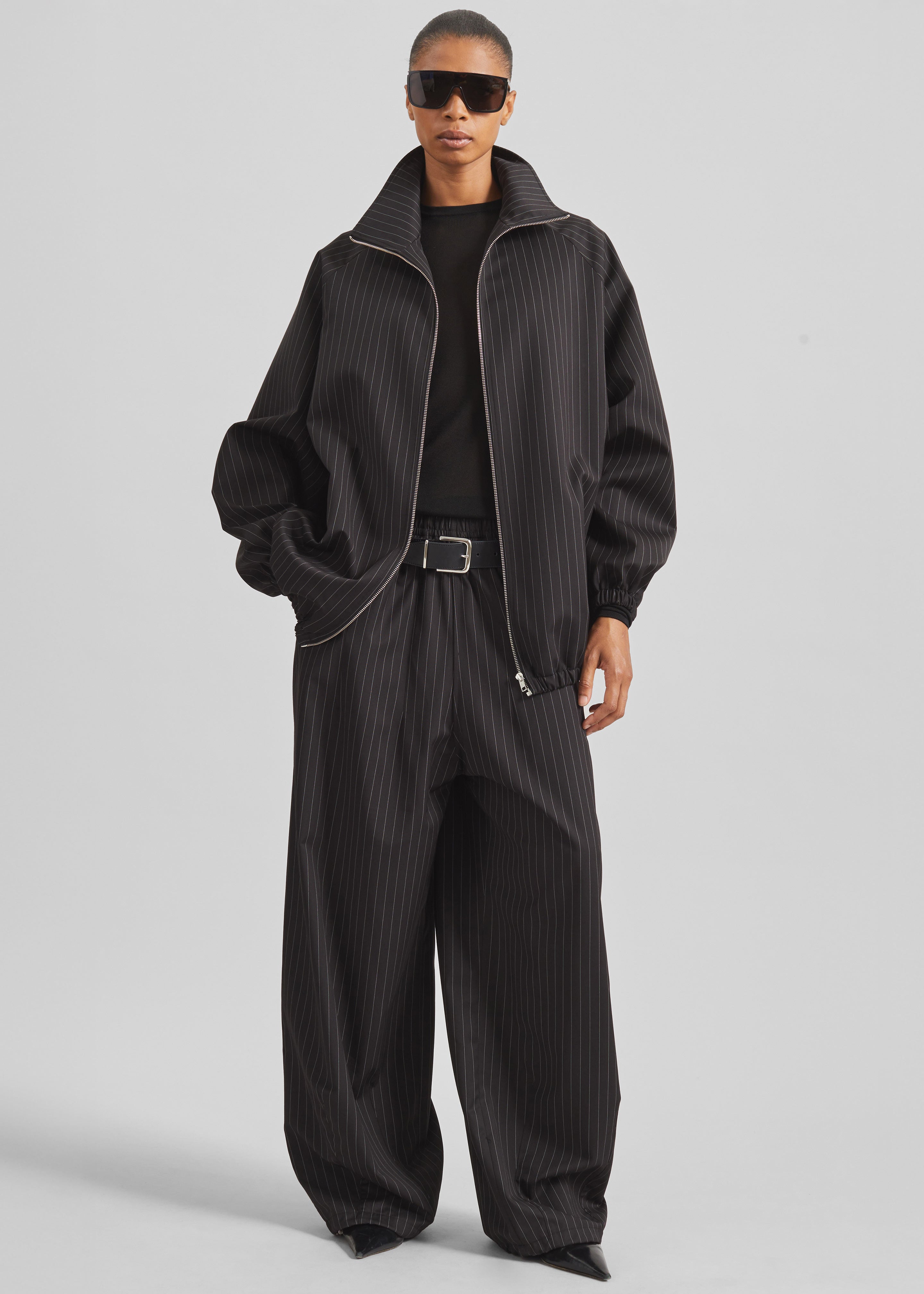 Oakdale Track Pants - Black/White Pinstripe – The Frankie Shop