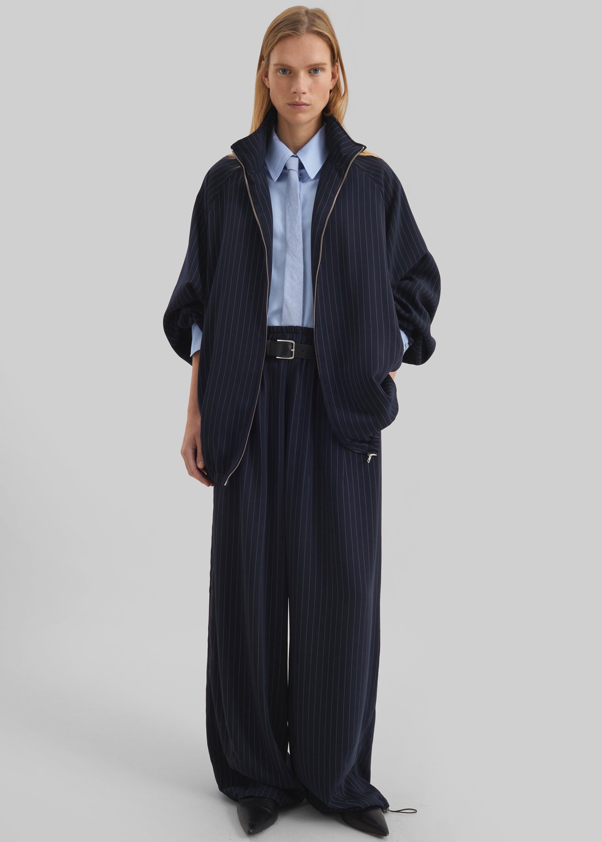 Shop the look image for Oakdale Track Pants - Navy/White Pinstripe