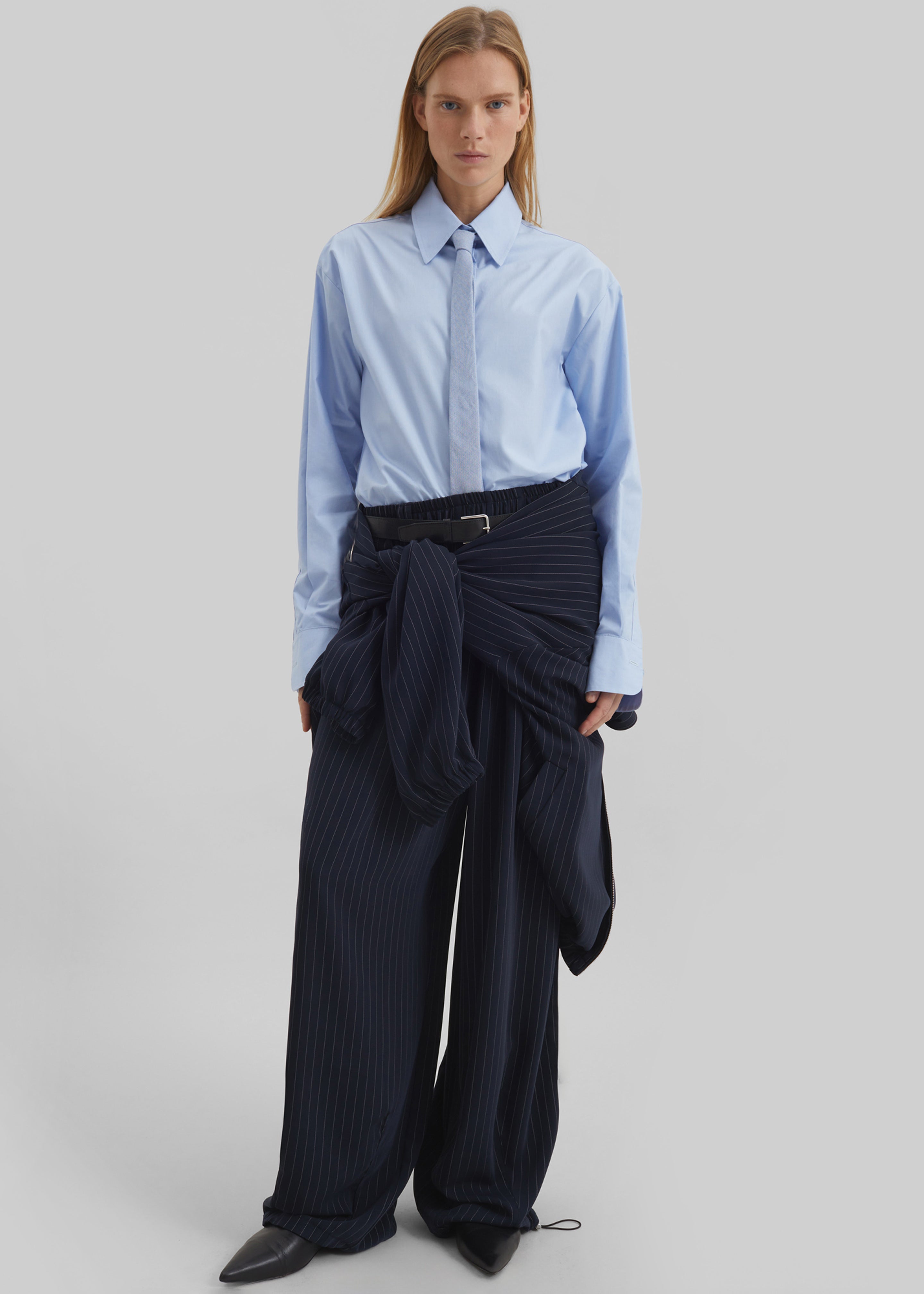 Oakdale Track Pants - Navy/White Pinstripe - 1