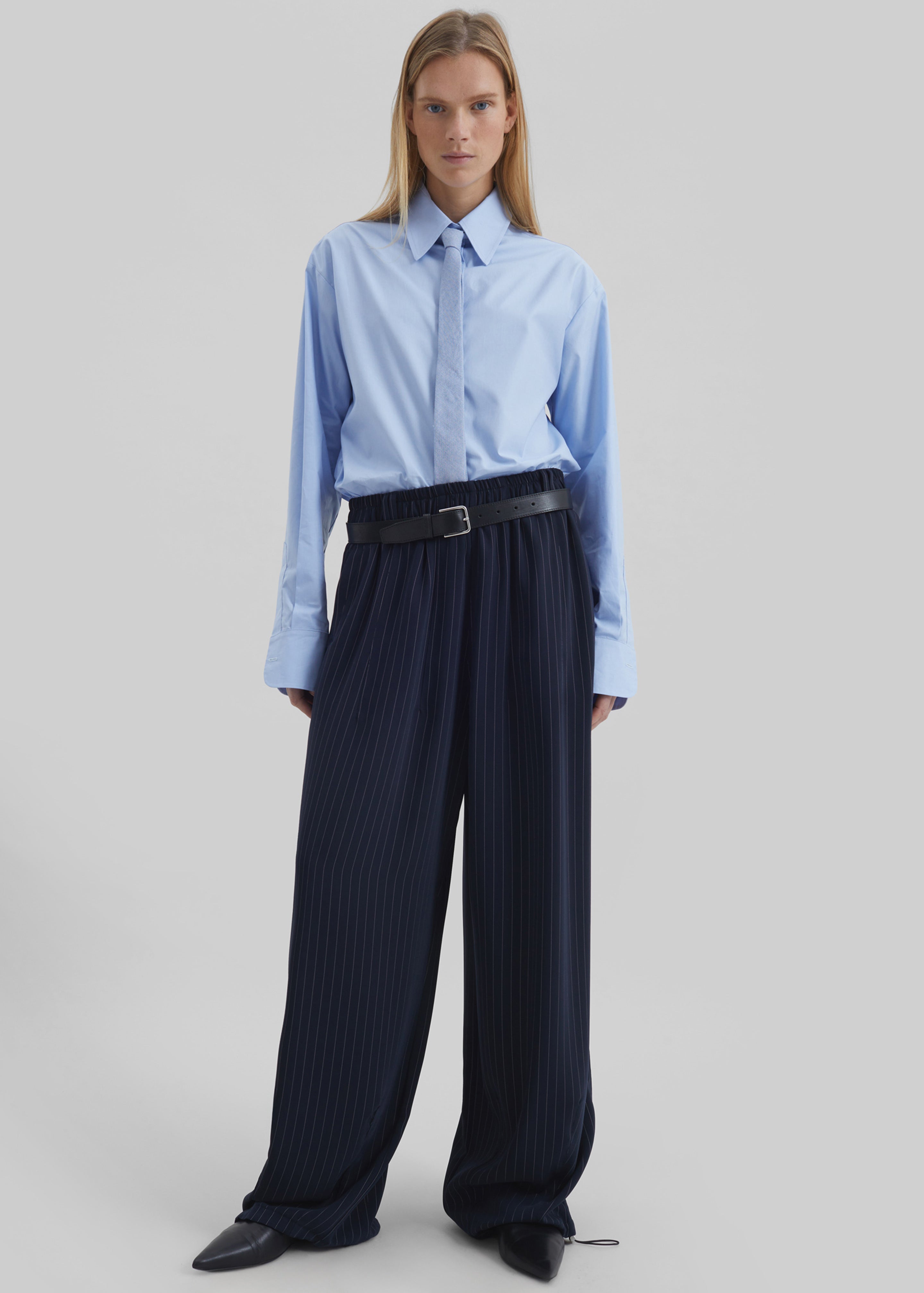 Oakdale Track Pants - Navy/White Pinstripe – The Frankie Shop
