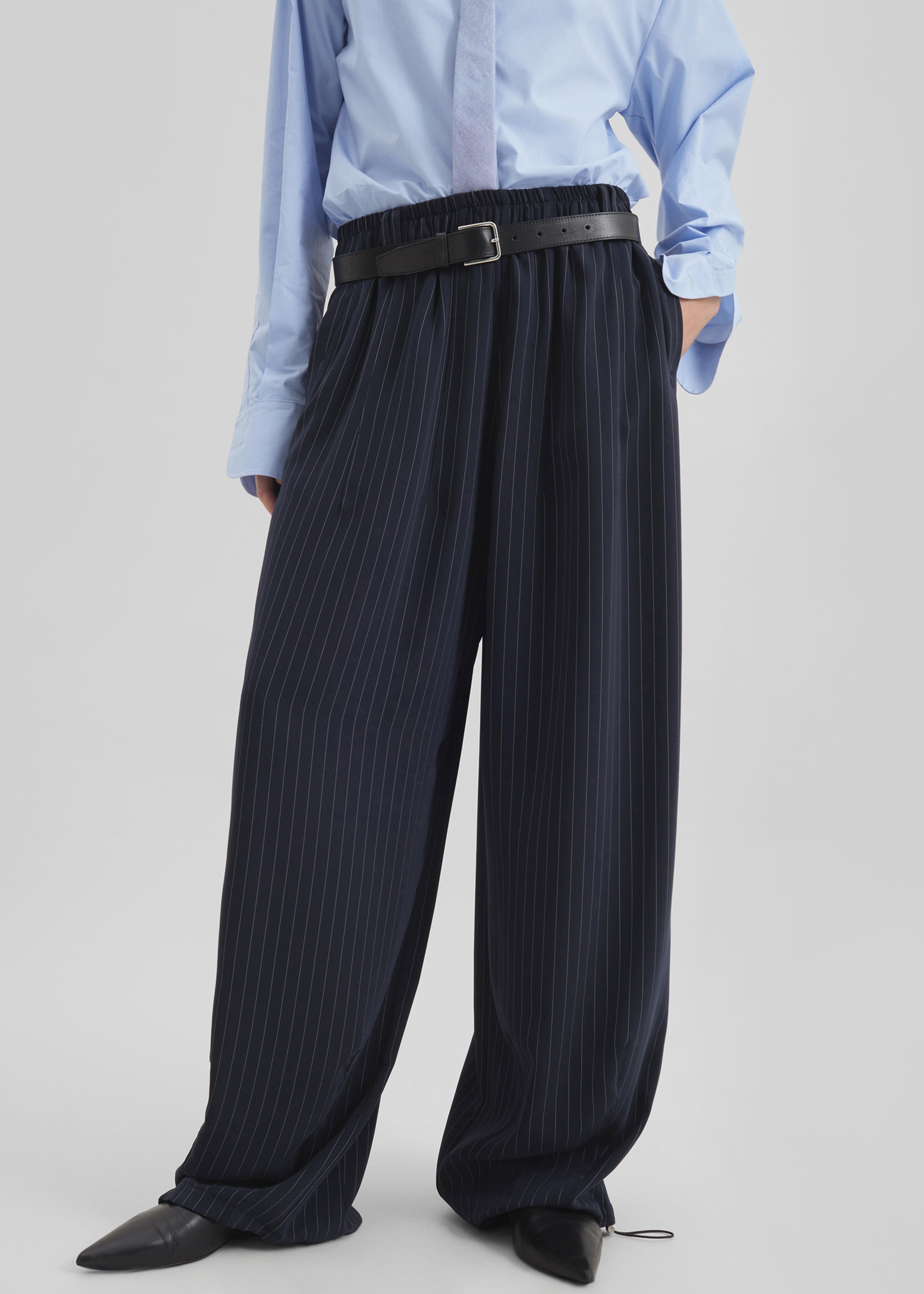 Oakdale Track Pants - Navy/White Pinstripe – The Frankie Shop