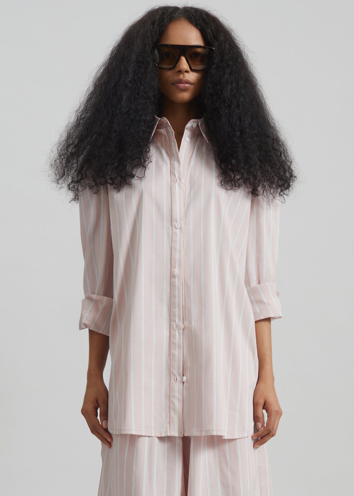 Oana Cotton Padded Shirt - Pink/White Stripes - 4