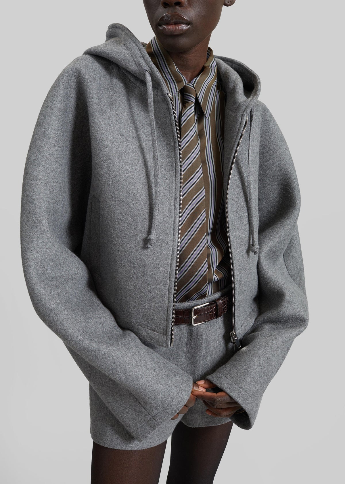 Oda Cropped Hoodie - Grey Melange