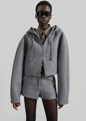 Oda Cropped Hoodie - Grey Melange