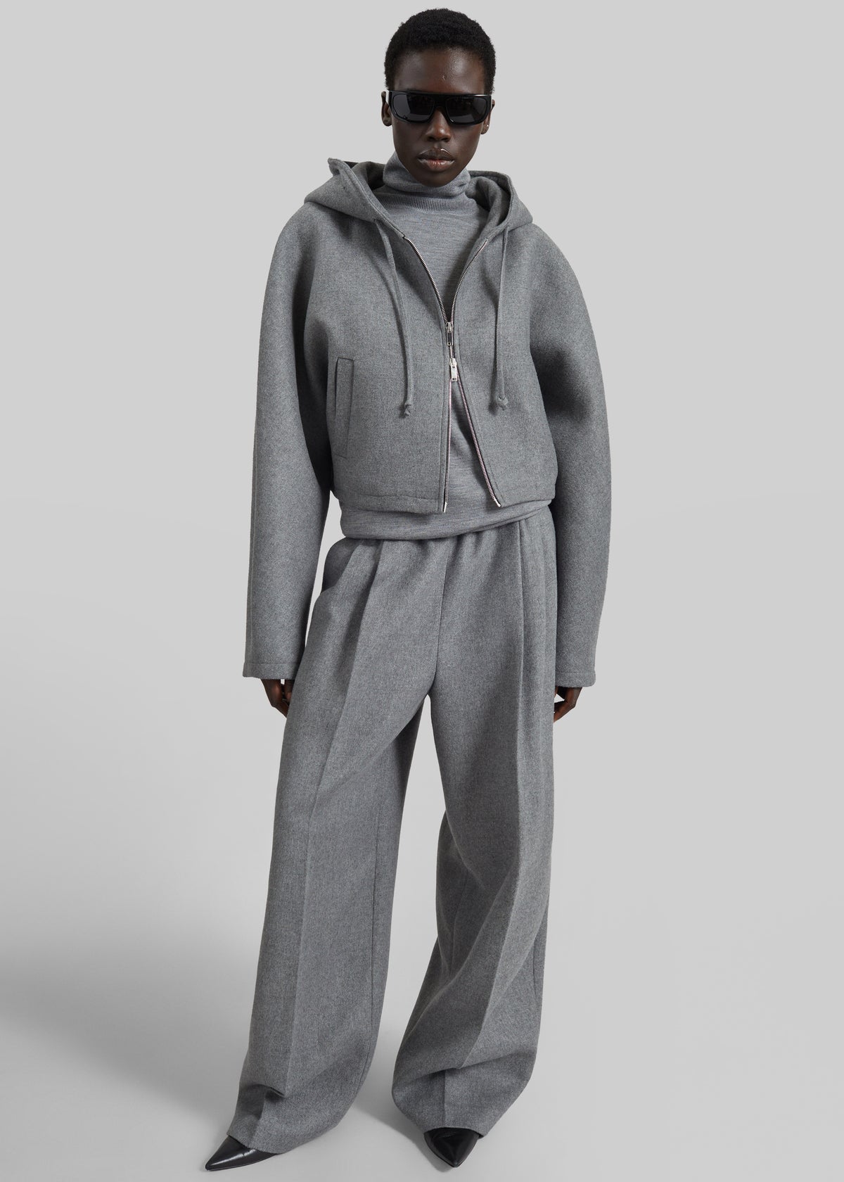 Oda Cropped Hoodie - Grey Melange