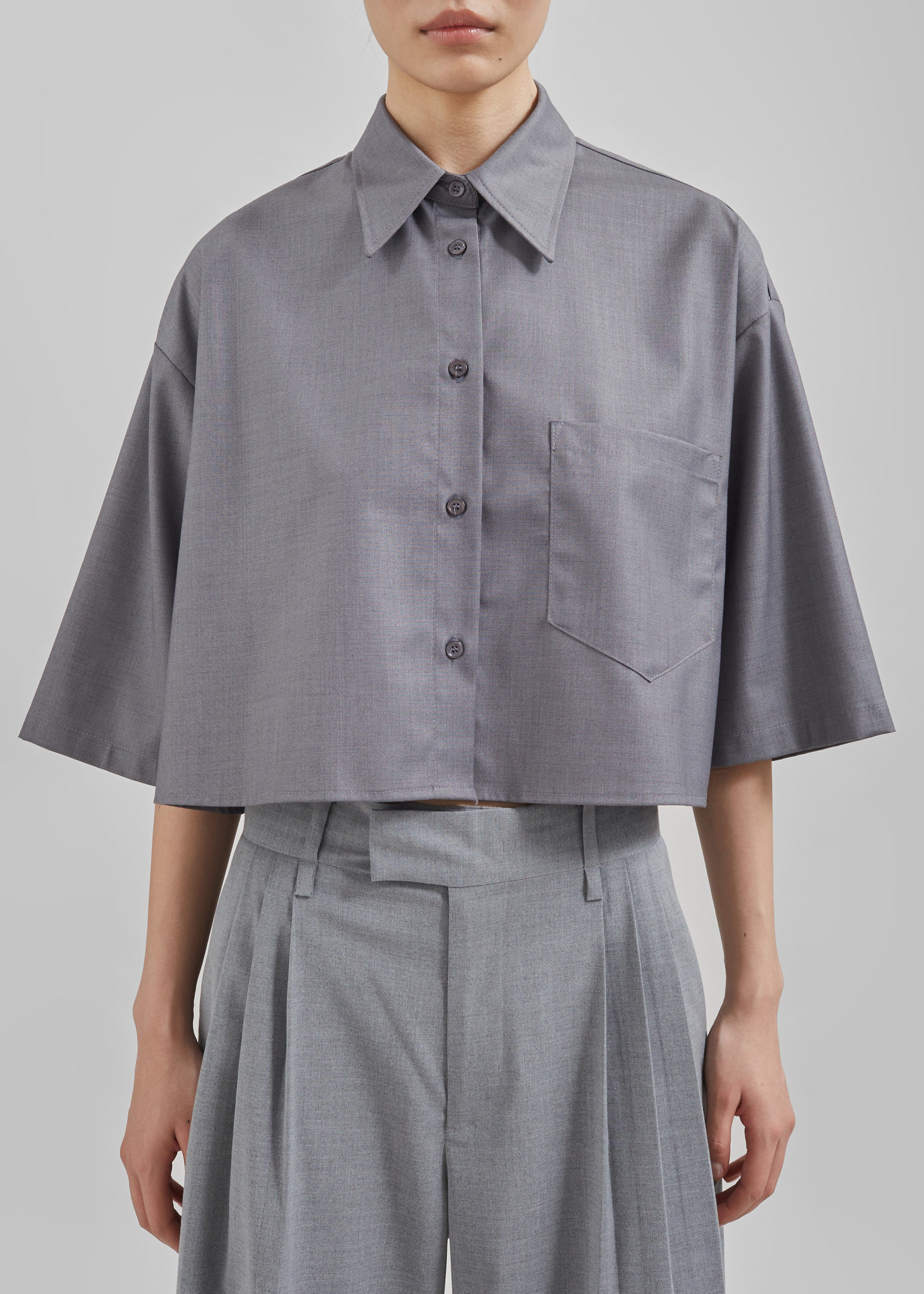 Odem Cropped Shirt - Grey - 4