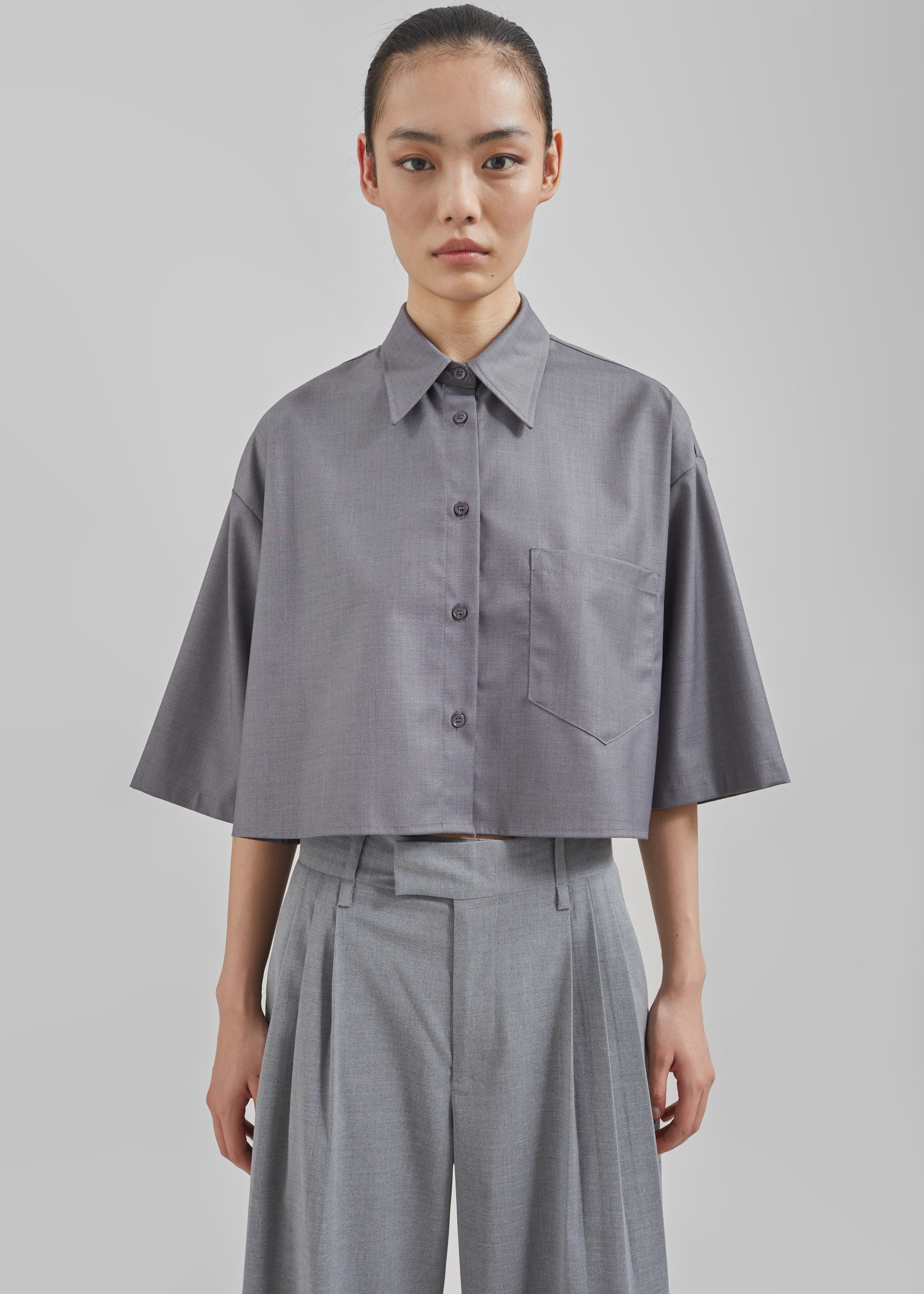 Odem Cropped Shirt - Grey - 5