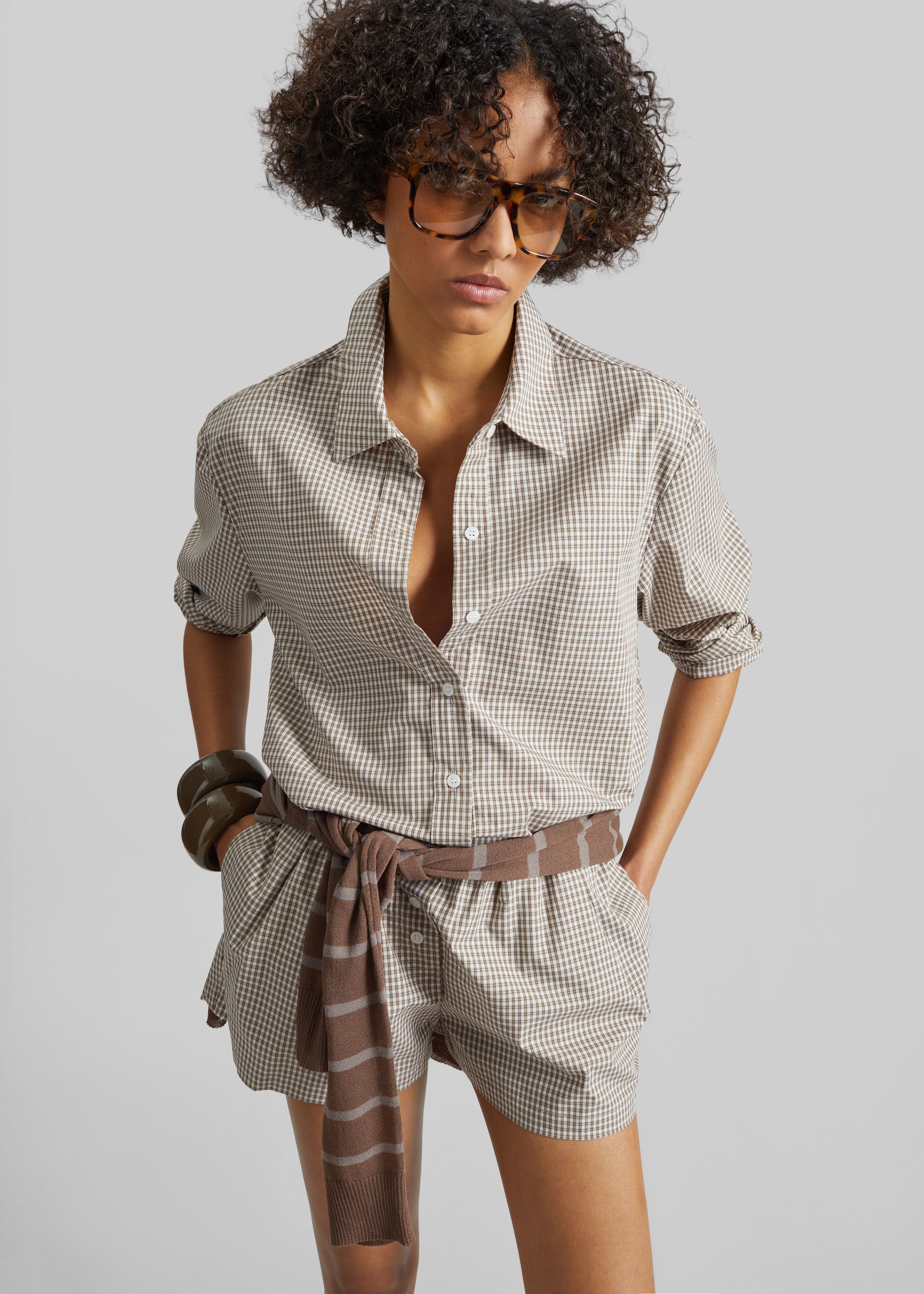 Odemira Mini Boxer Shorts - Beige Plaid - 5