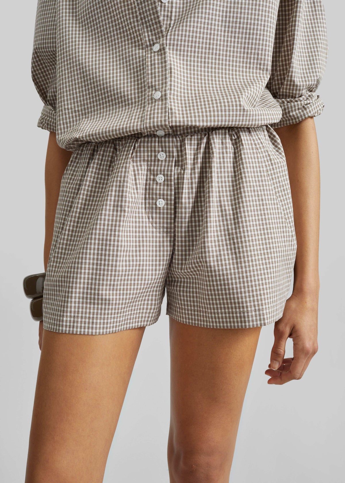 Odemira Mini Boxer Shorts - Beige Plaid - 3