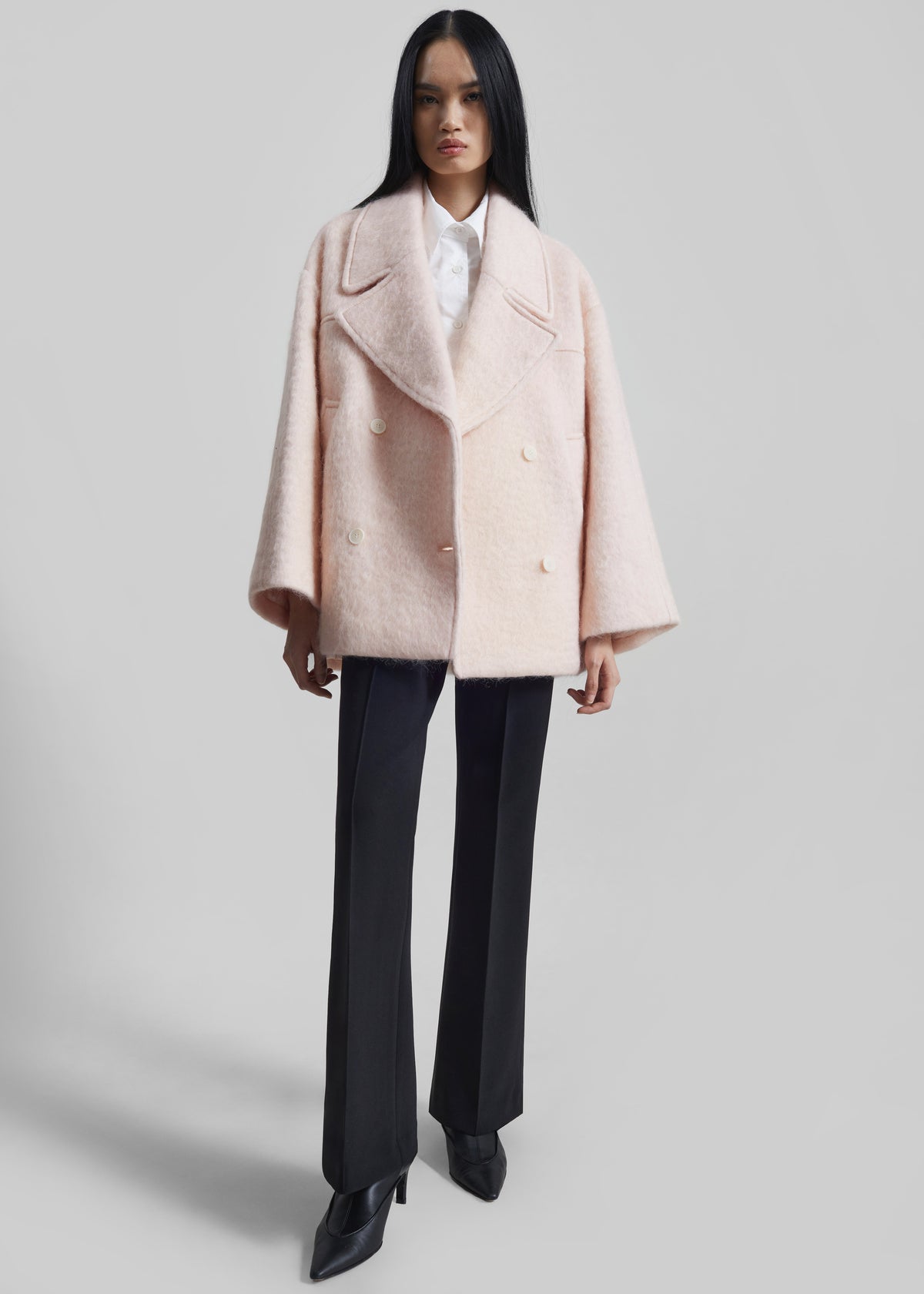 Odeone Brushed Wool Peacoat - Faded Pink - 6