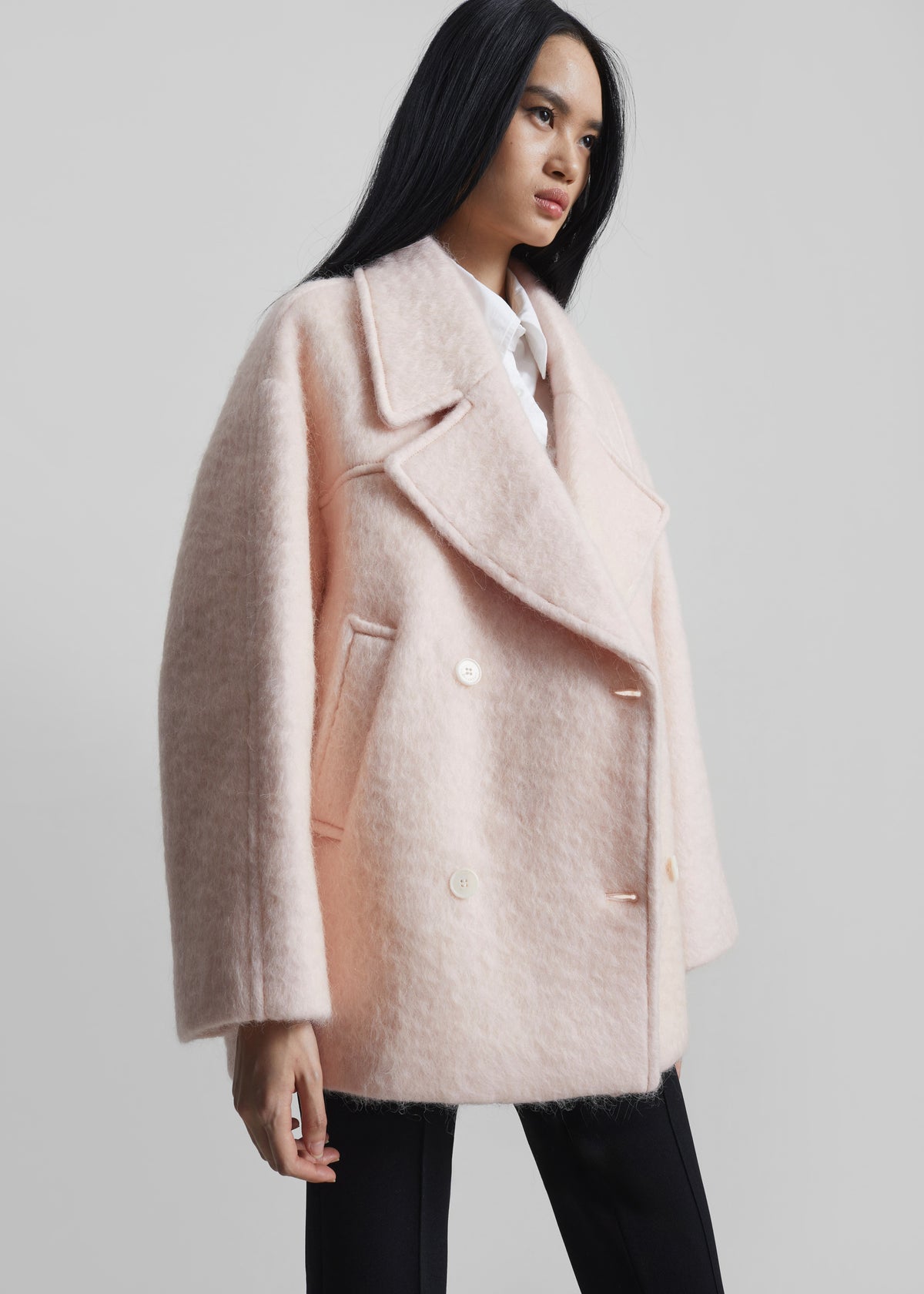 Odeone Brushed Wool Peacoat - Faded Pink - 5