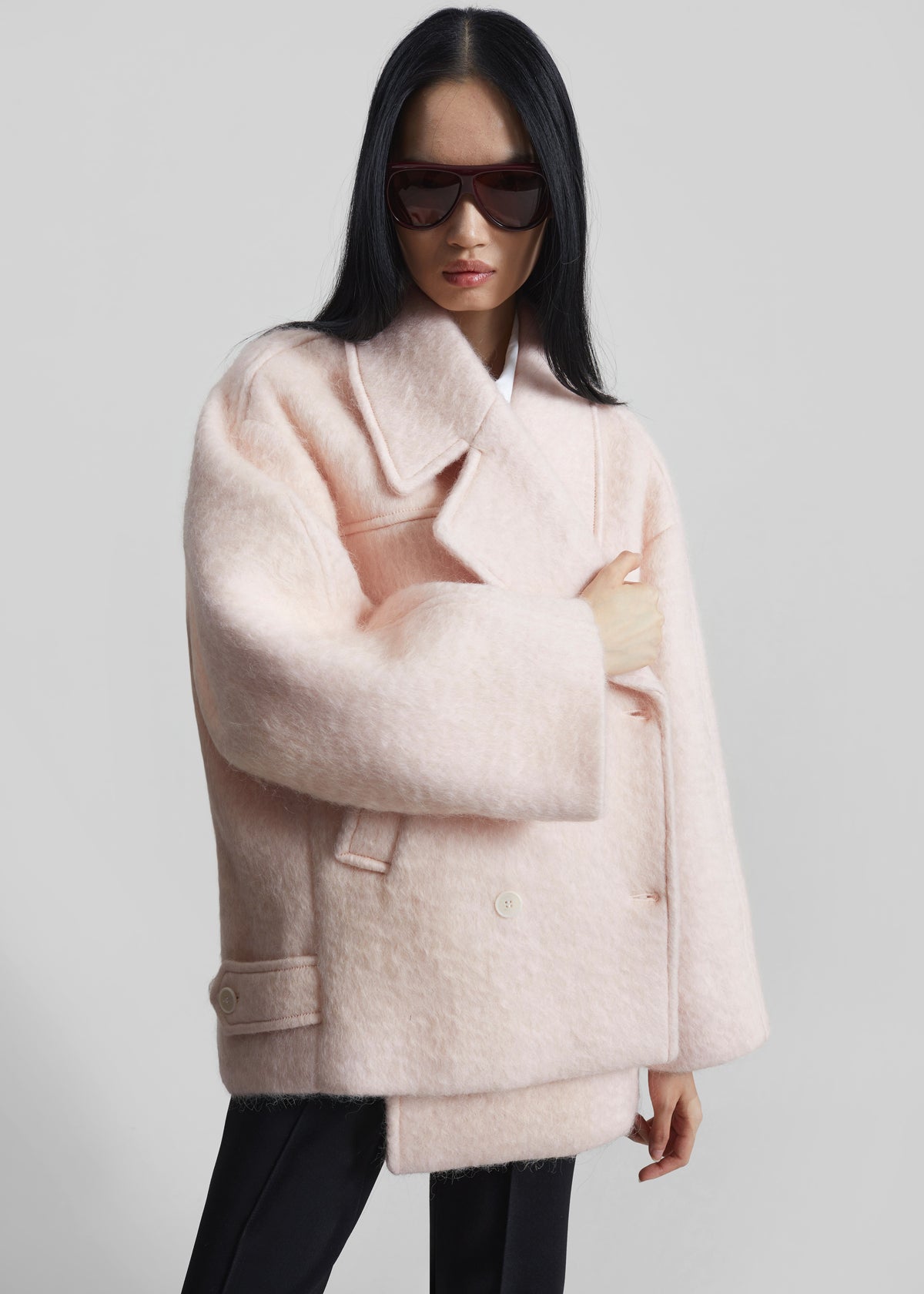 Odeone Brushed Wool Peacoat - Faded Pink - 7