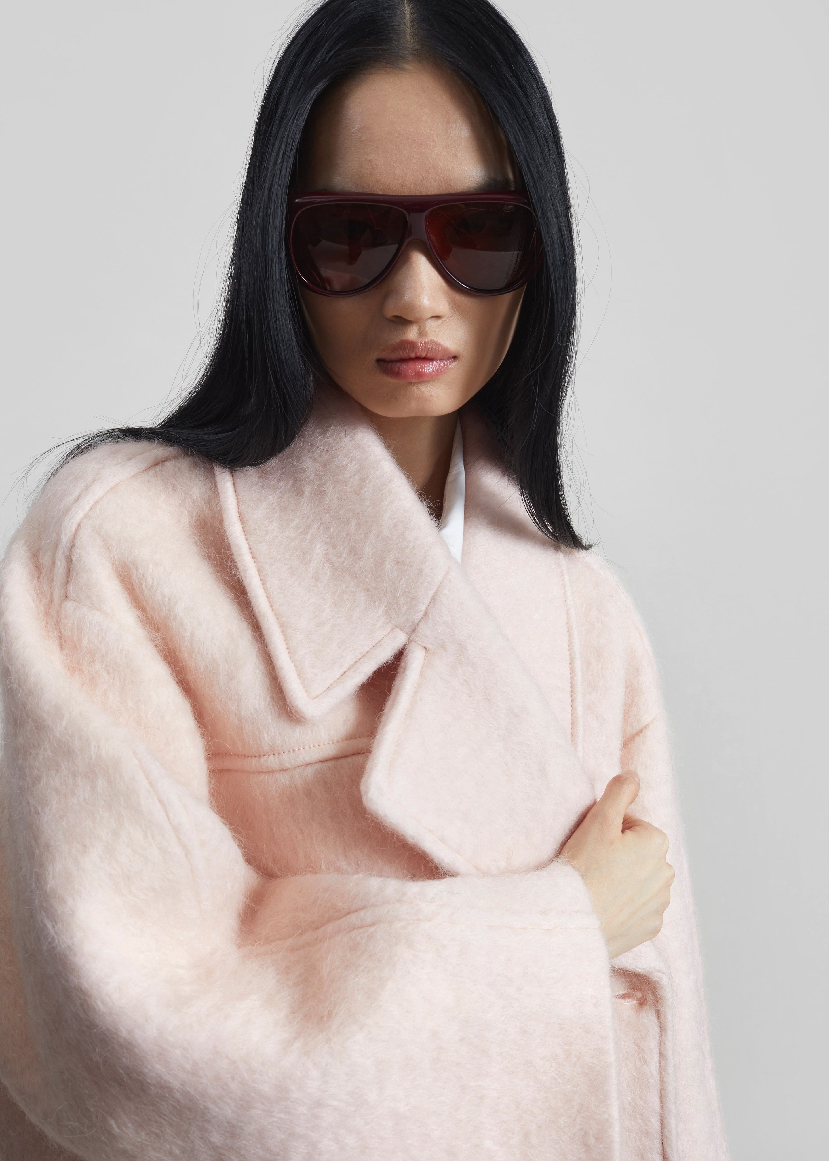 Odeone Brushed Wool Peacoat - Faded Pink - 3