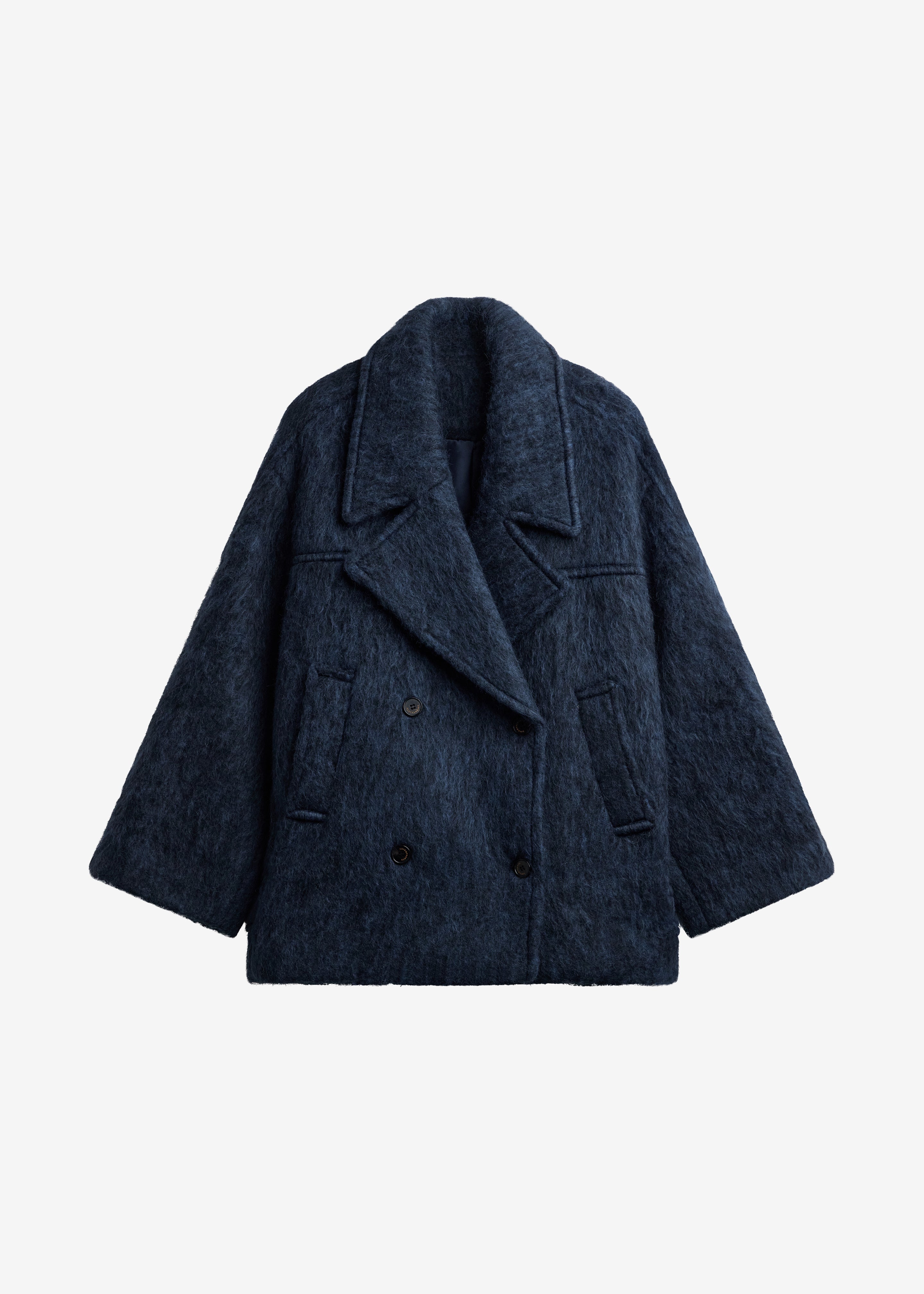 Odeone Brushed Wool Peacoat - Navy Melange – The Frankie Shop Odeone Brushed Wool Peacoat - Navy Melange – The Frankie Shop