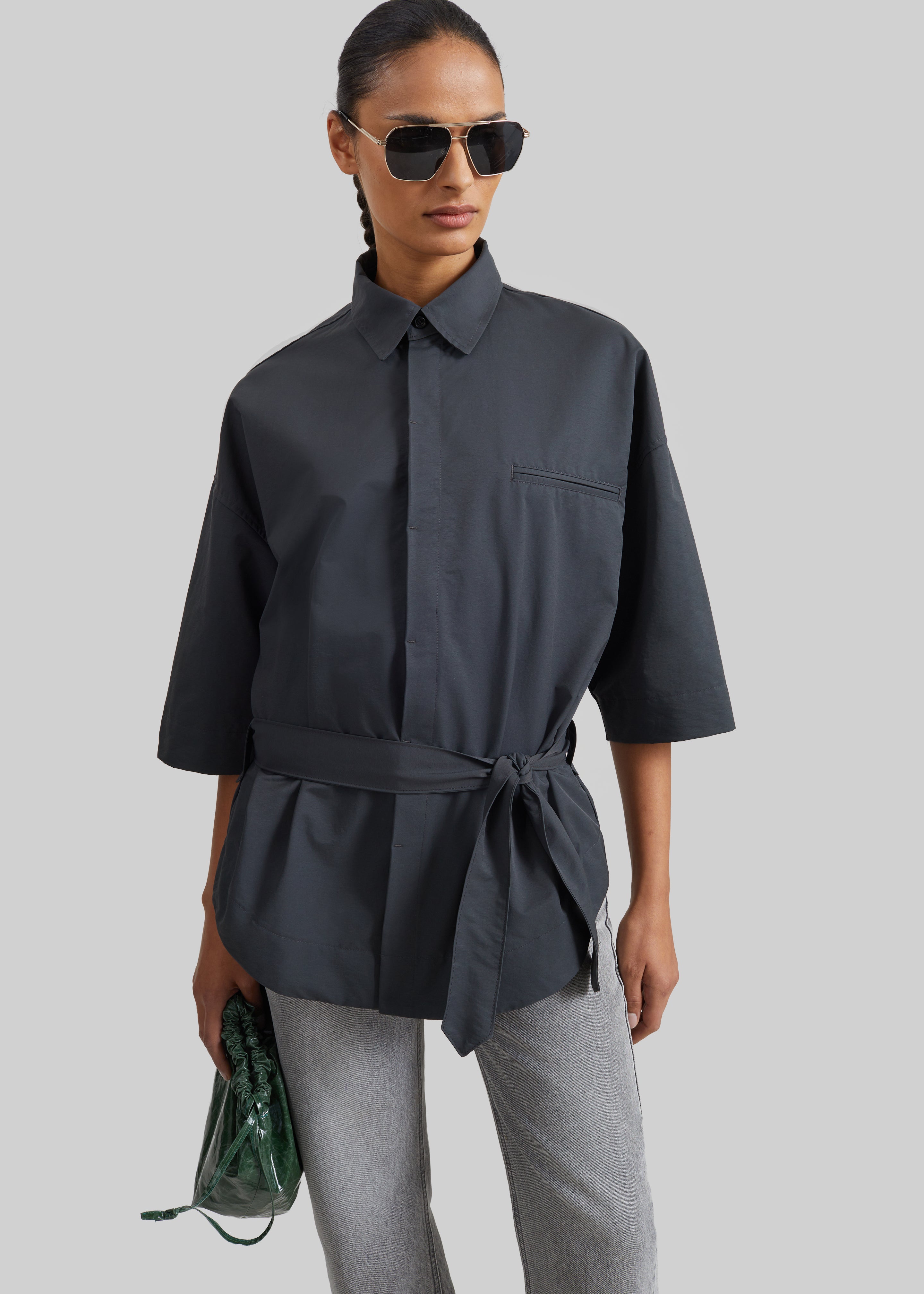 Odesa Belted Shirt - Charcoal - 4