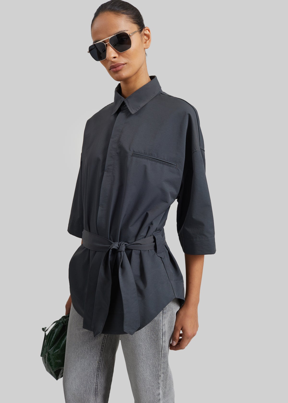 Odesa Belted Shirt - Charcoal - 1