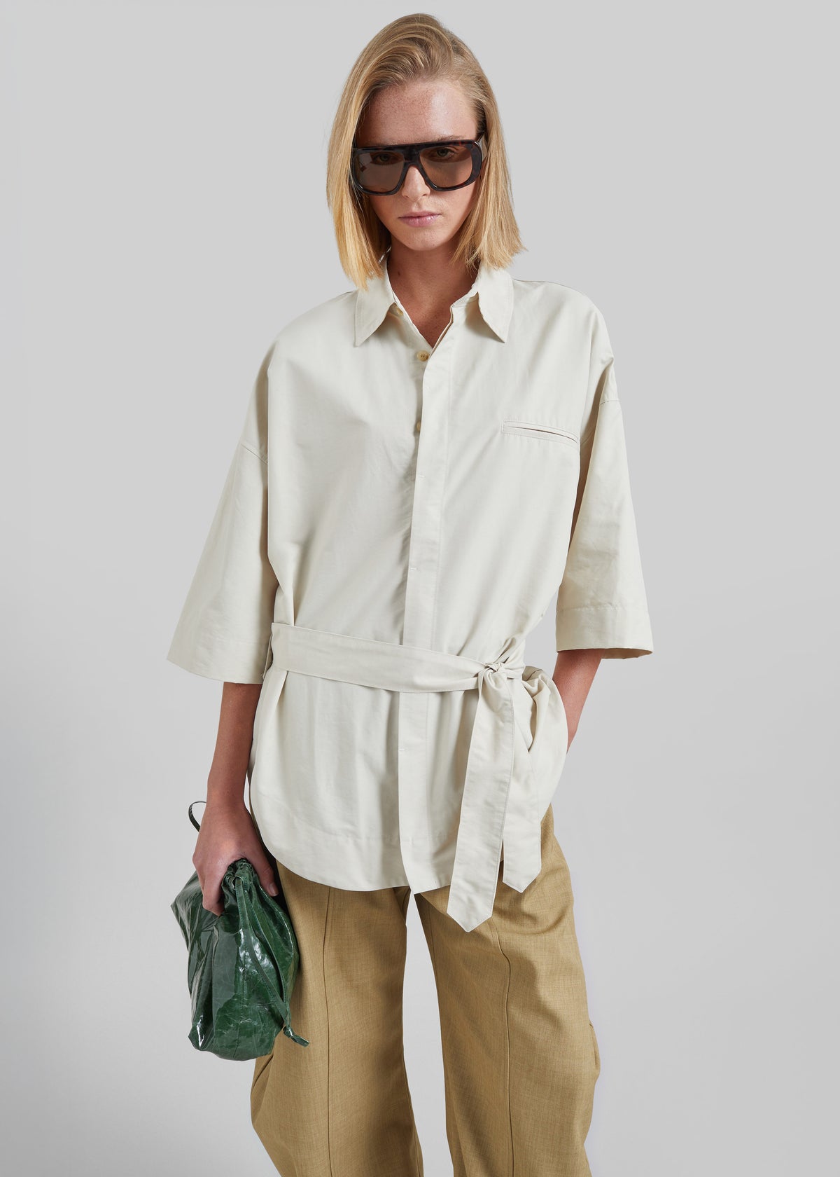 Odesa Belted Shirt - Light Beige - 5