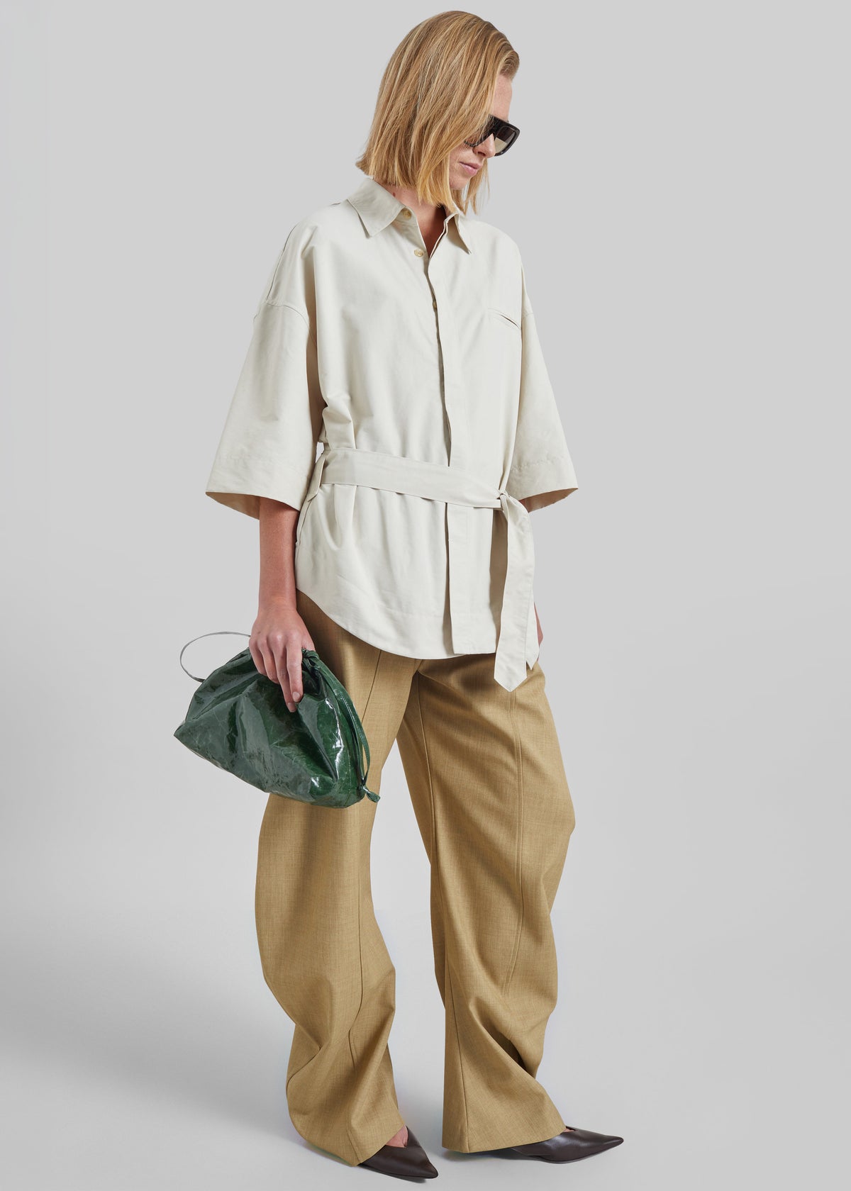 Odesa Belted Shirt - Light Beige - 1