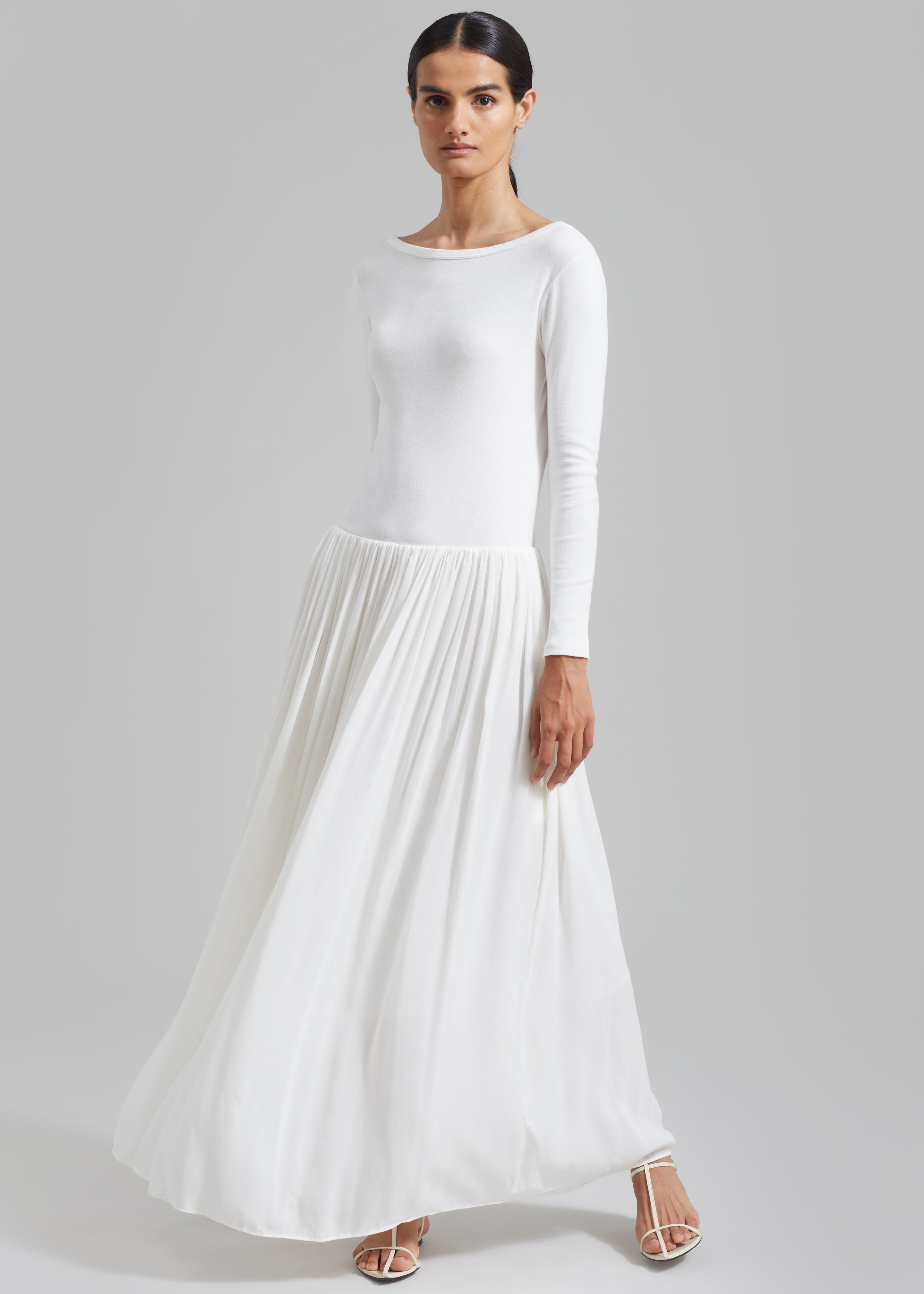 Odette Gathered Skirt Maxi Dress - White - 6