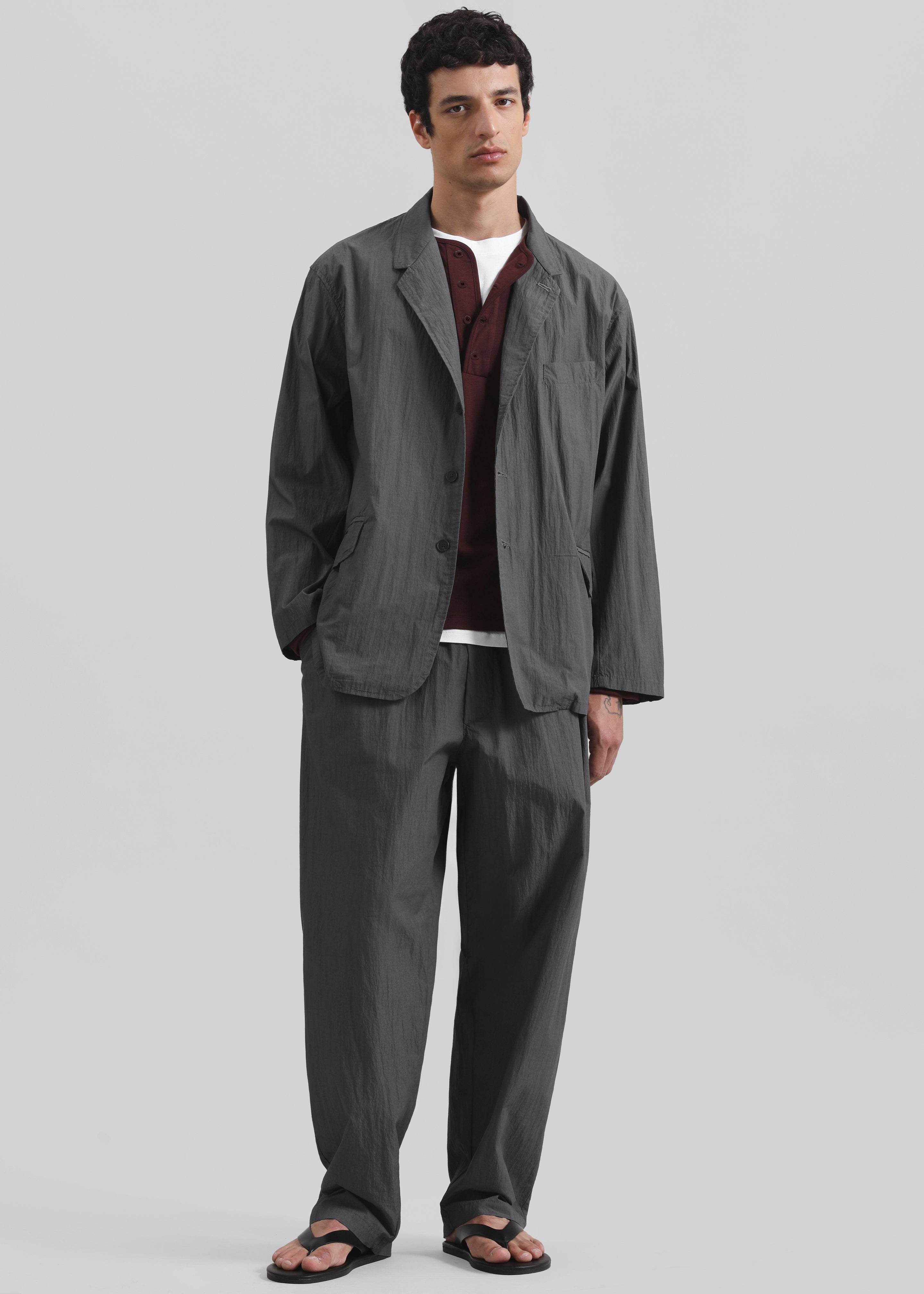 Ohio Crinkled Poplin Blazer - Slate Grey - 4