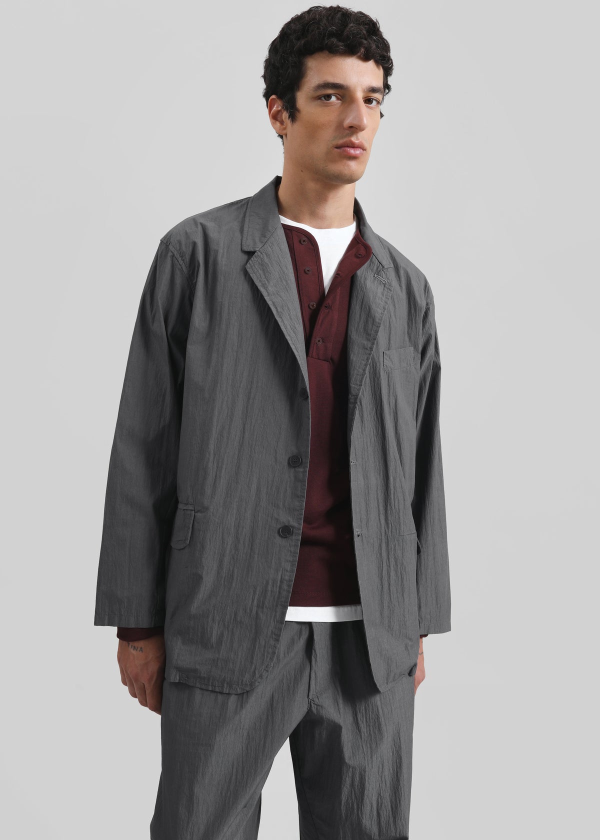 Ohio Crinkled Poplin Blazer - Slate Grey - 8