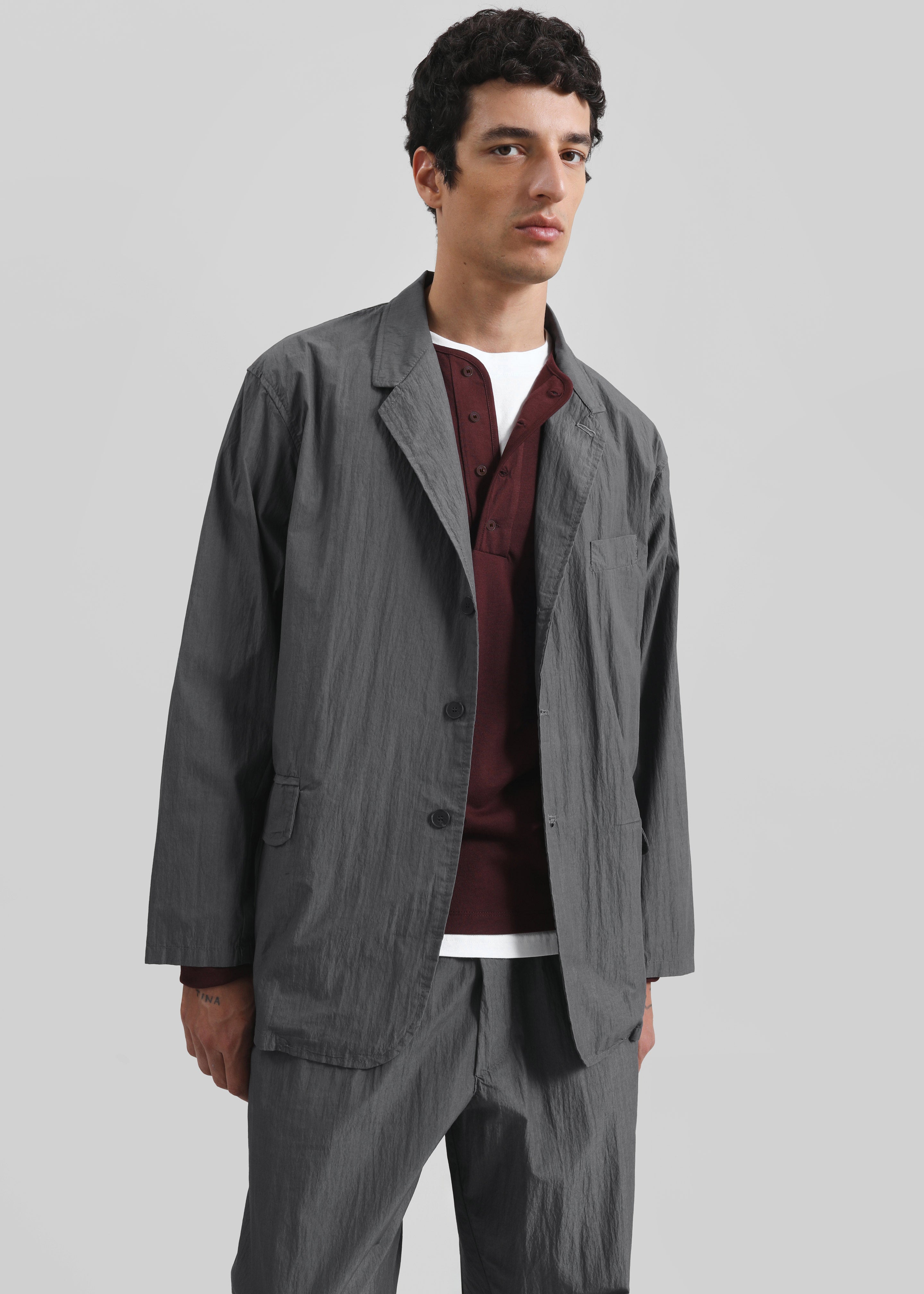 Ohio Crinkled Poplin Blazer - Slate Grey - 8