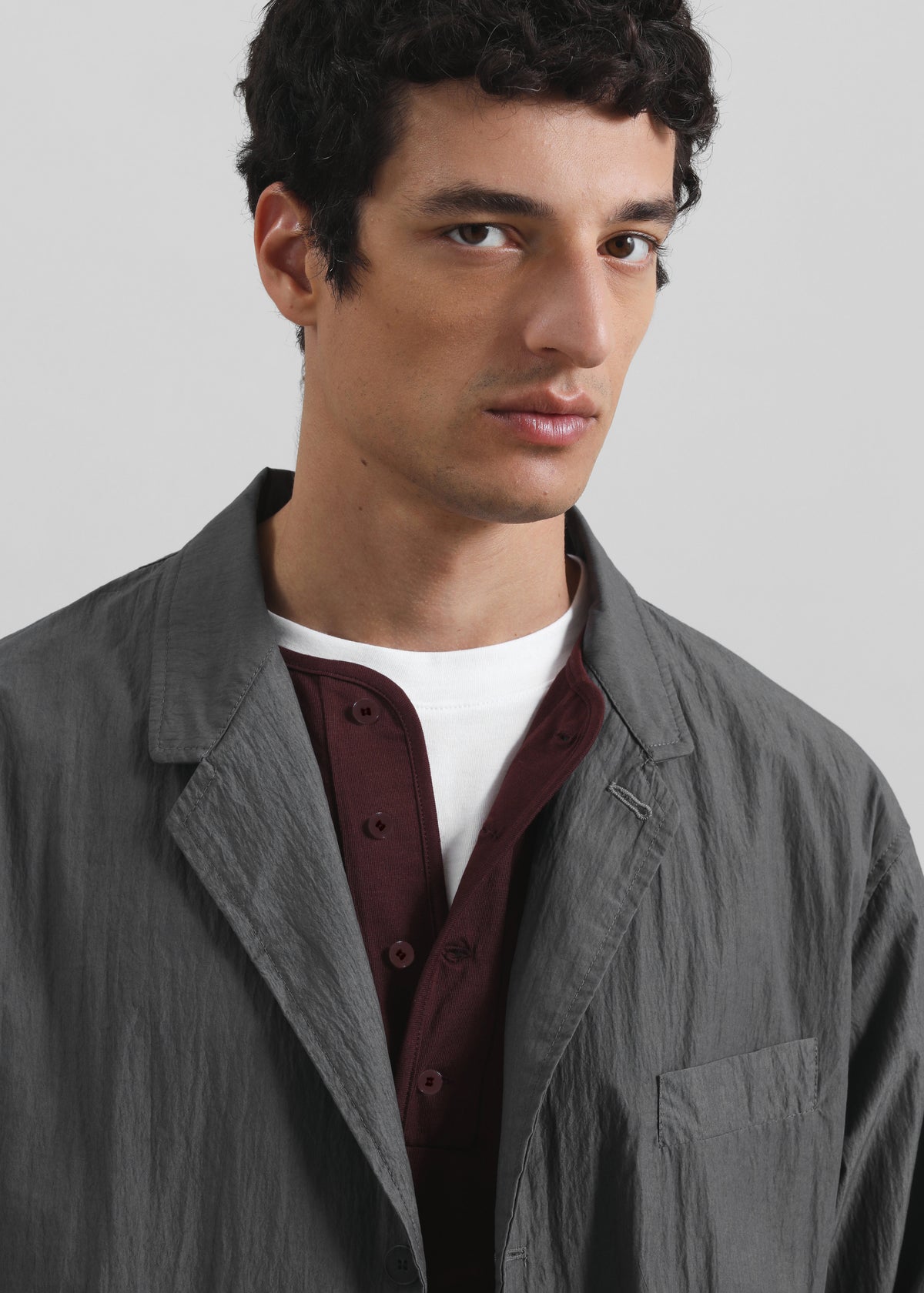 Ohio Crinkled Poplin Blazer - Slate Grey - 3