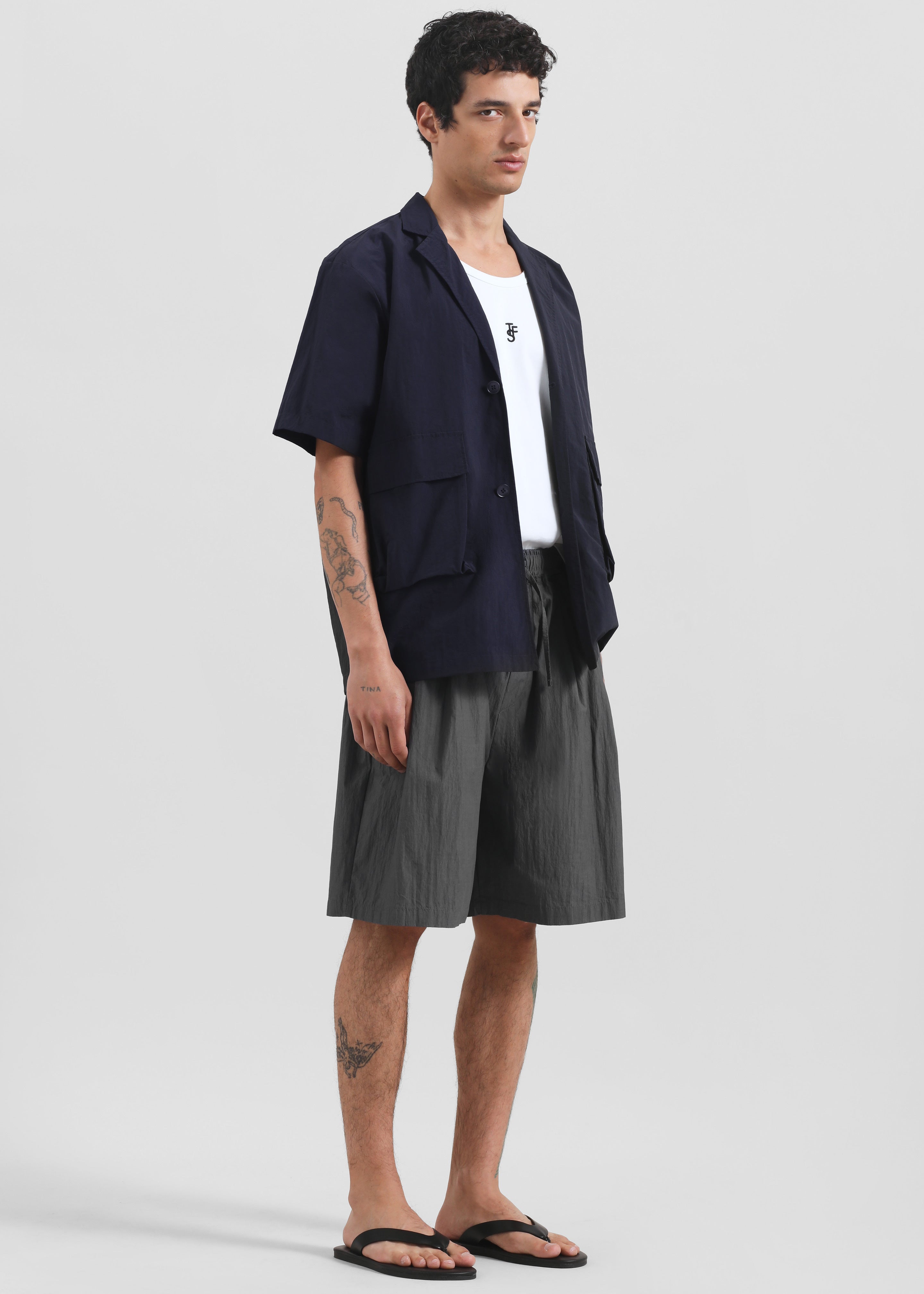 Ohio Crinkled Poplin Shorts - Slate Grey - 4
