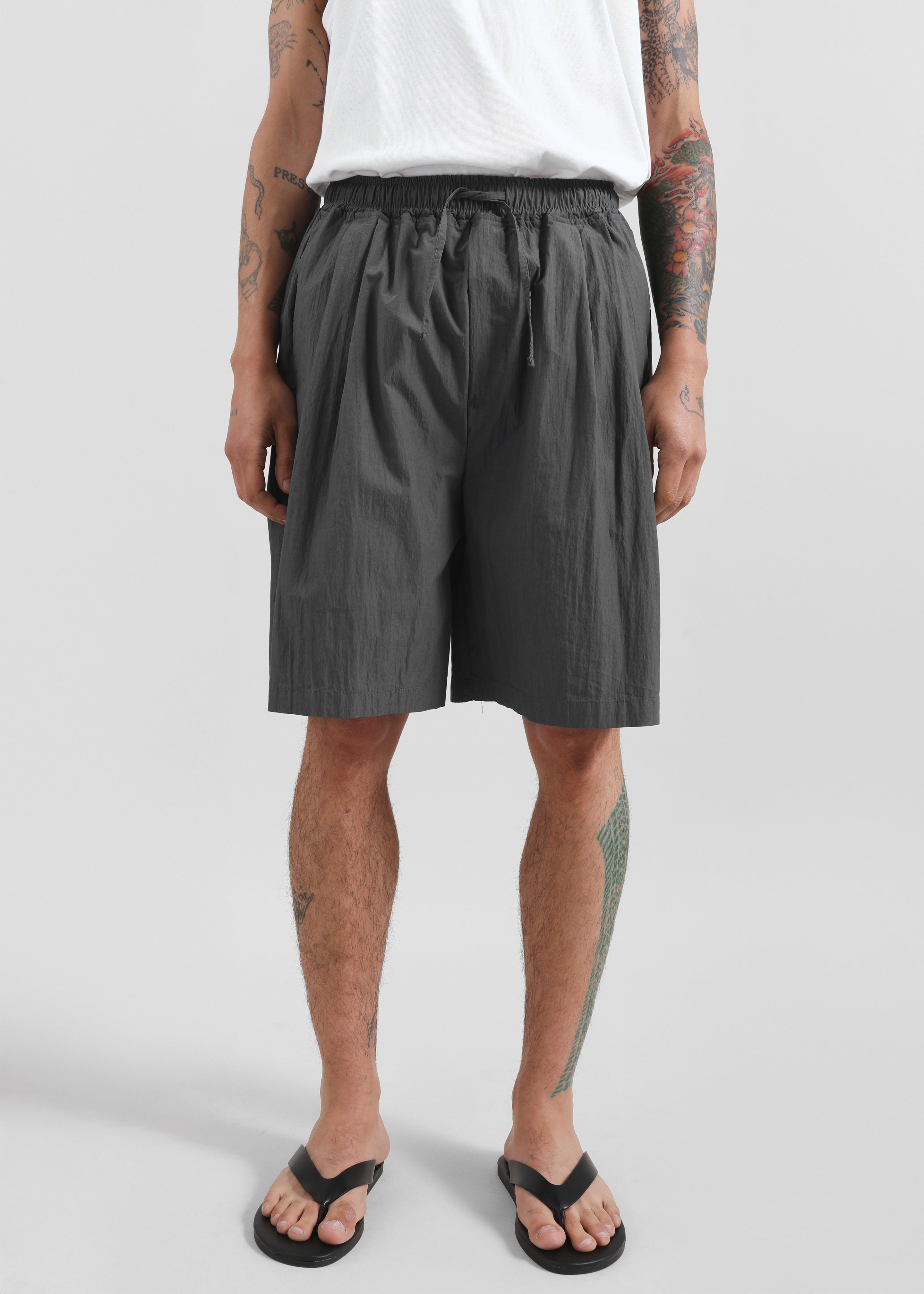 Ohio Crinkled Poplin Shorts - Slate Grey - 2