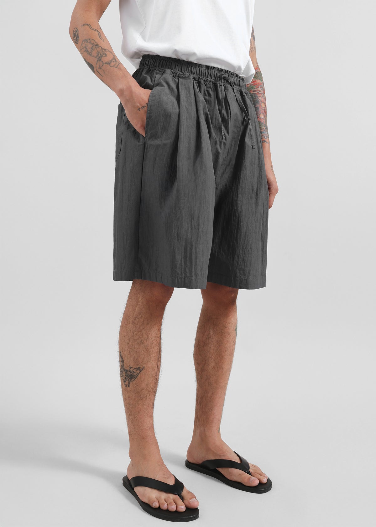 Ohio Crinkled Poplin Shorts - Slate Grey - 5