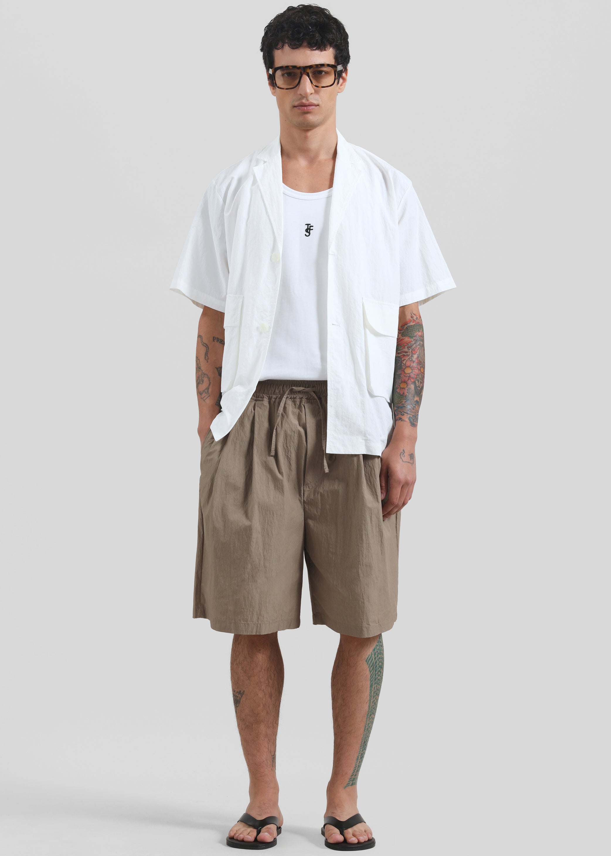 Shop the look image for Ohio Crinkled Poplin Shorts - Taupe