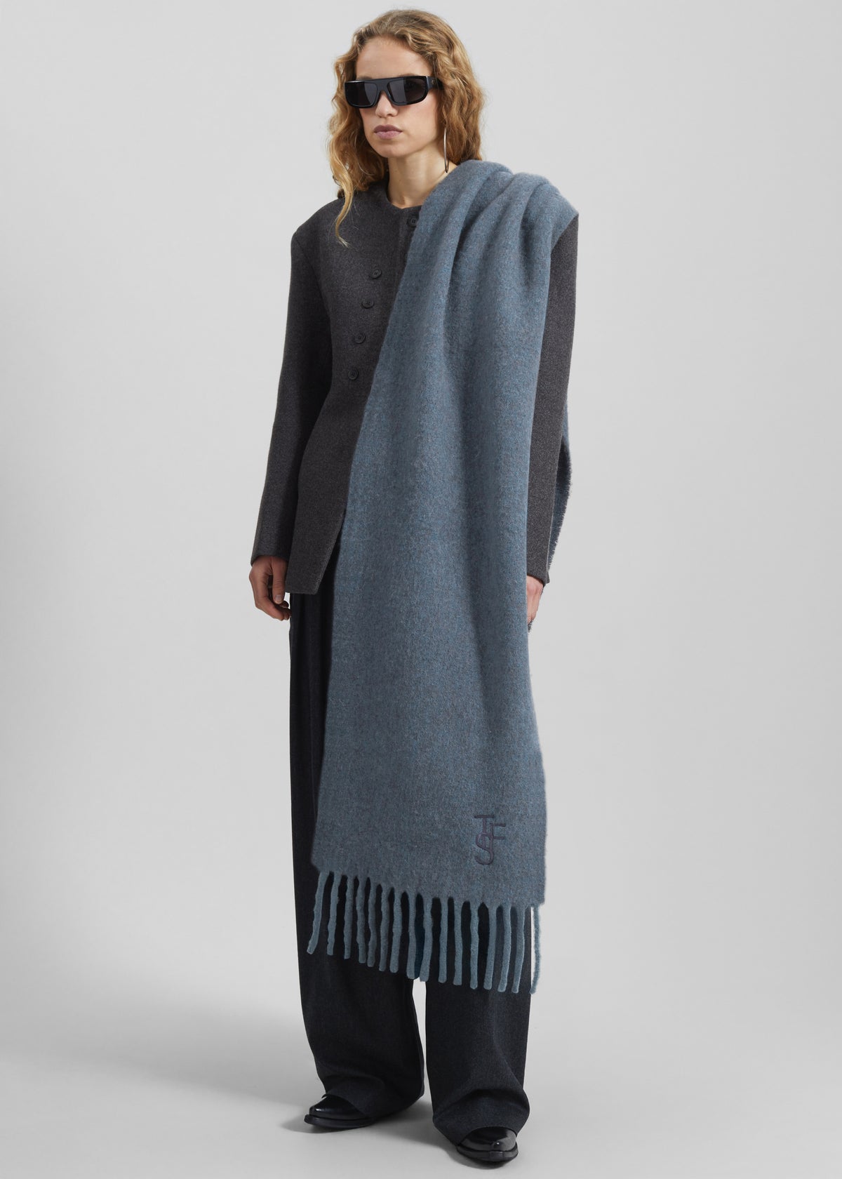 Shop the look image for Olari Alpaca Blend Scarf - Dark Grey