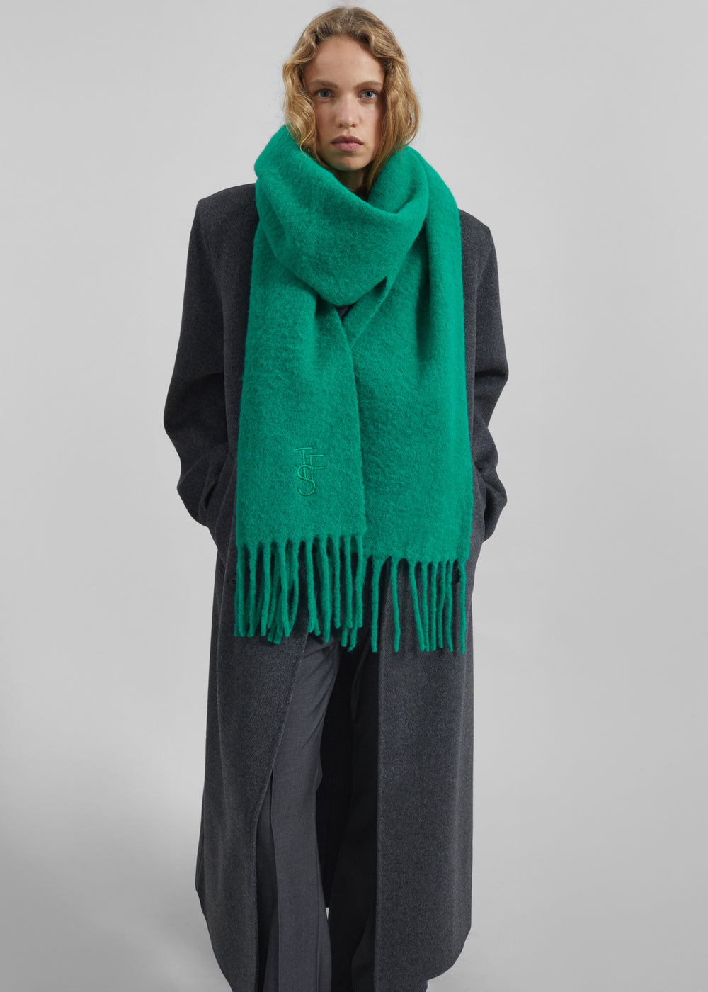 Olari Alpaca Blend Scarf - Green - 1