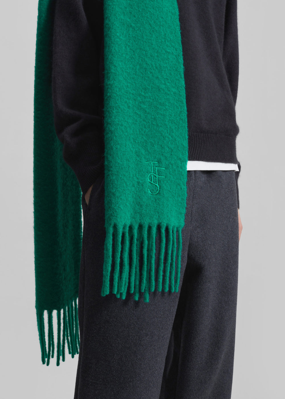 Olari Alpaca Blend Scarf - Green - 1