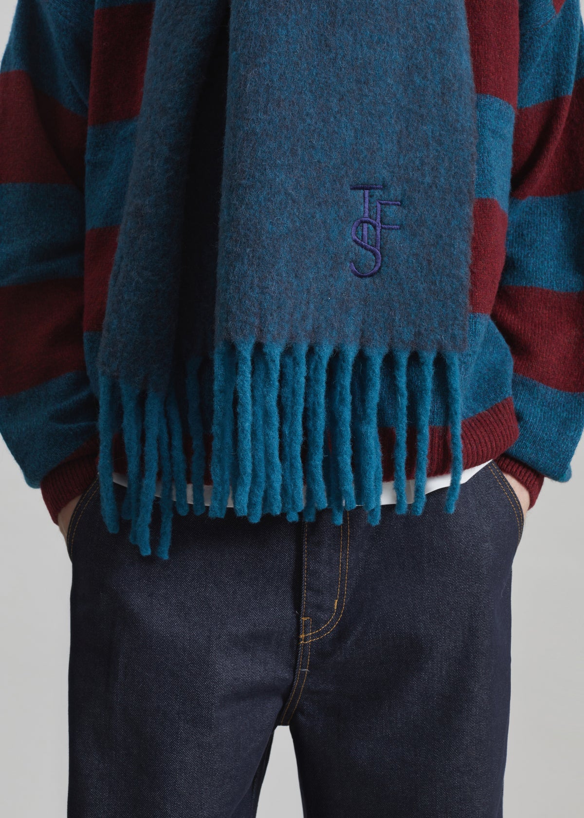 Olari Alpaca Blend Scarf - Navy Melange - 8 - [gender-male]