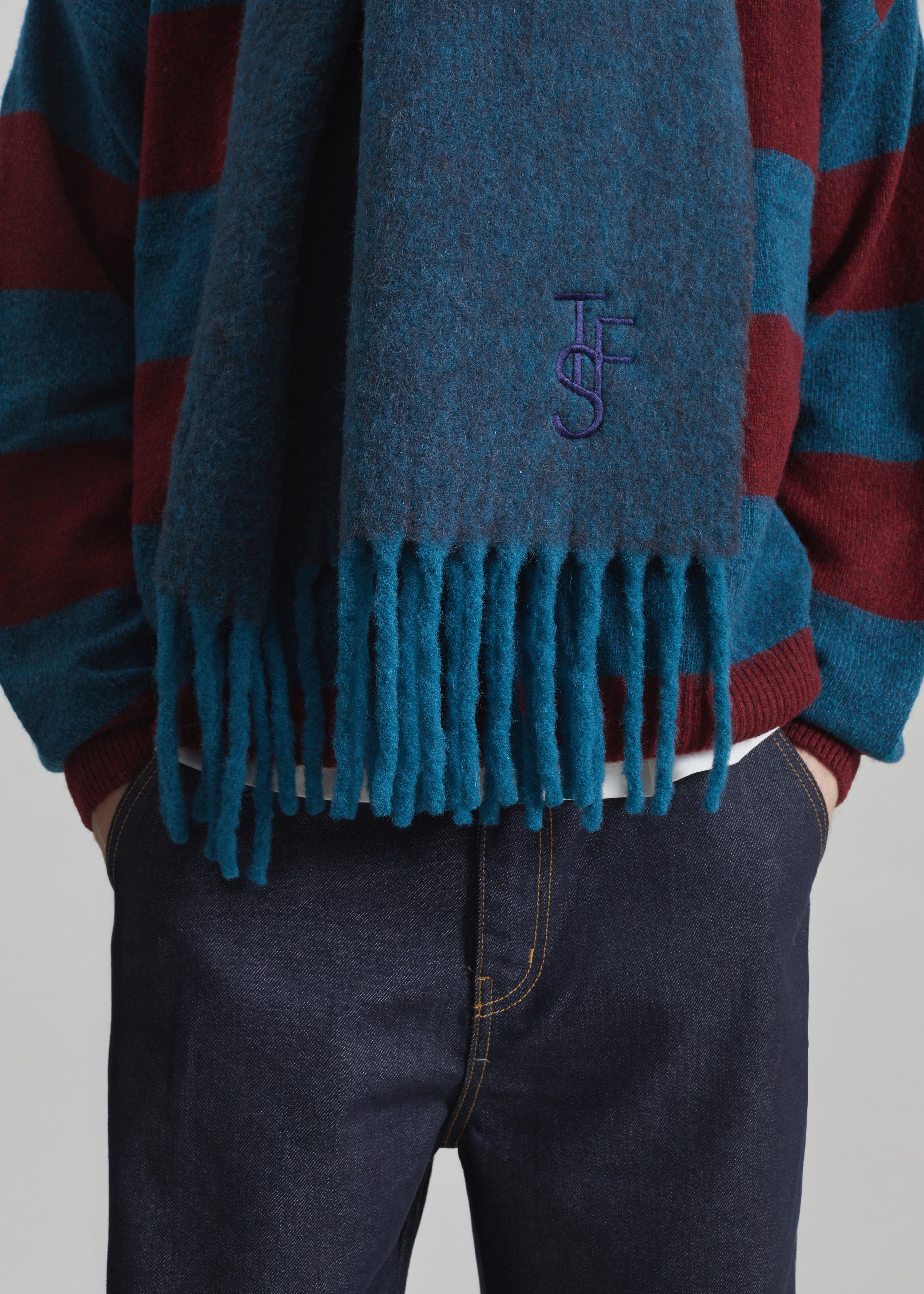 Olari Alpaca Blend Scarf - Navy Melange - 8 - [gender-male]