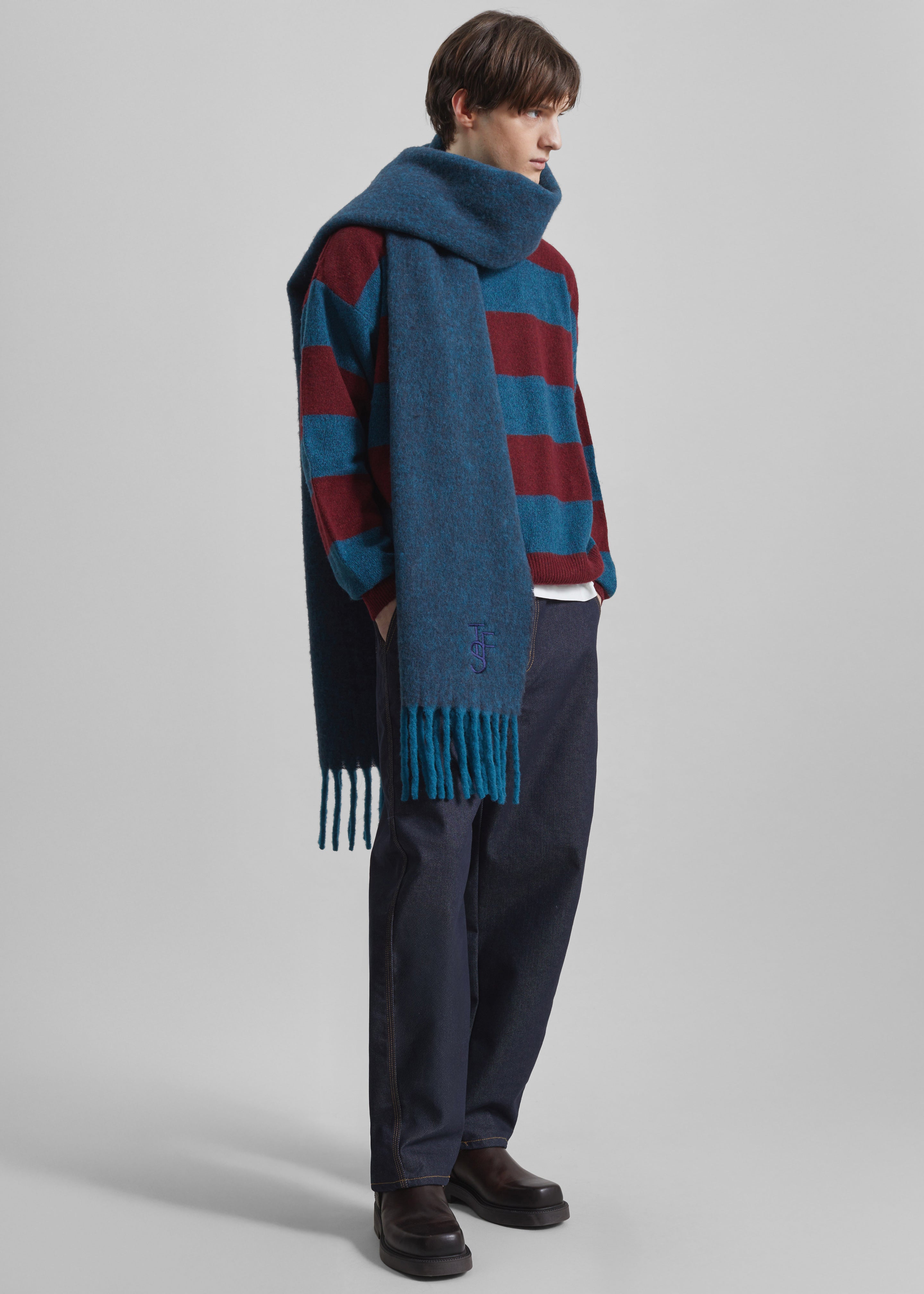 Olari Alpaca Blend Scarf - Navy Melange - 9