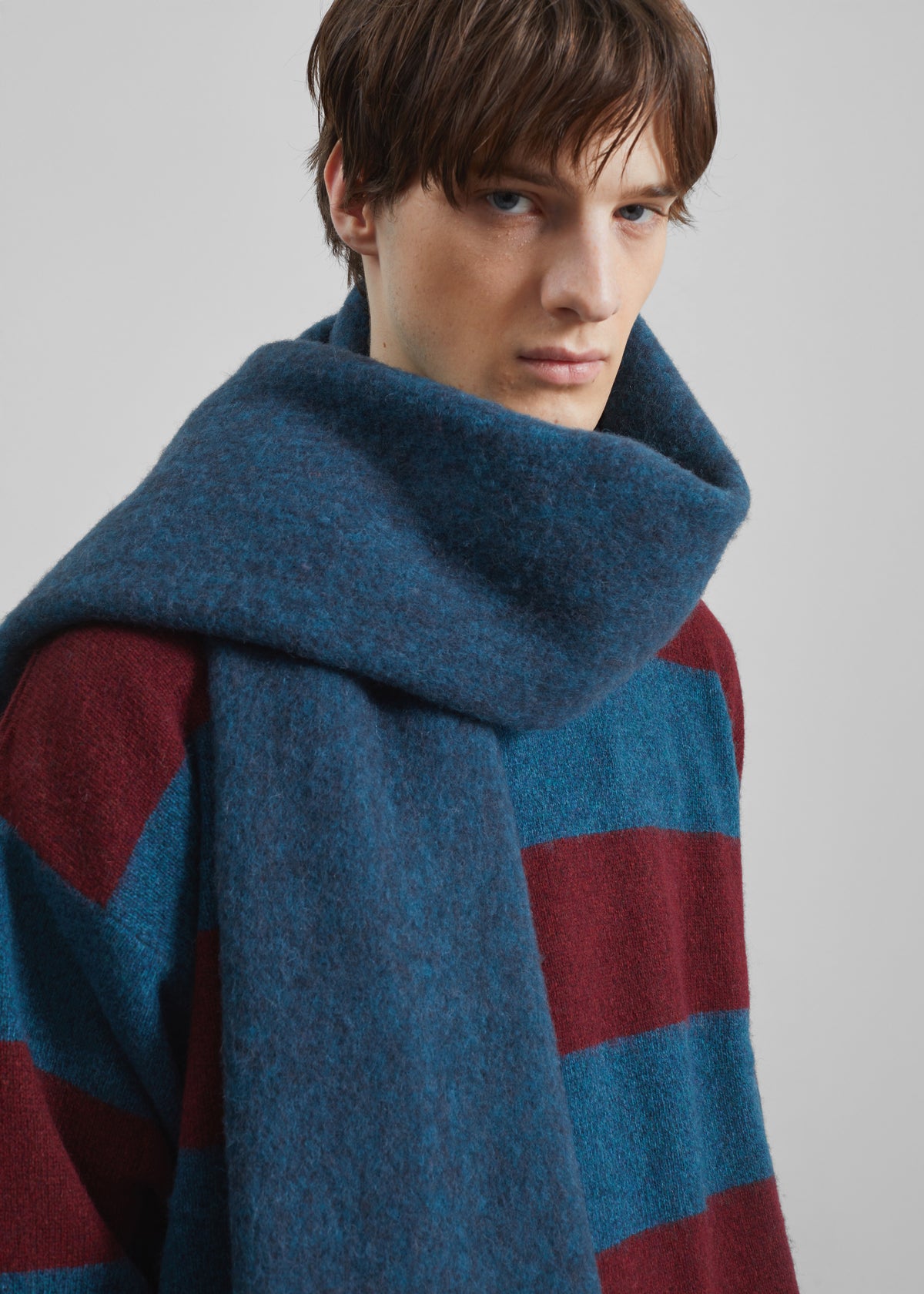 Olari Alpaca Blend Scarf - Navy Melange - 7 - [gender-male]