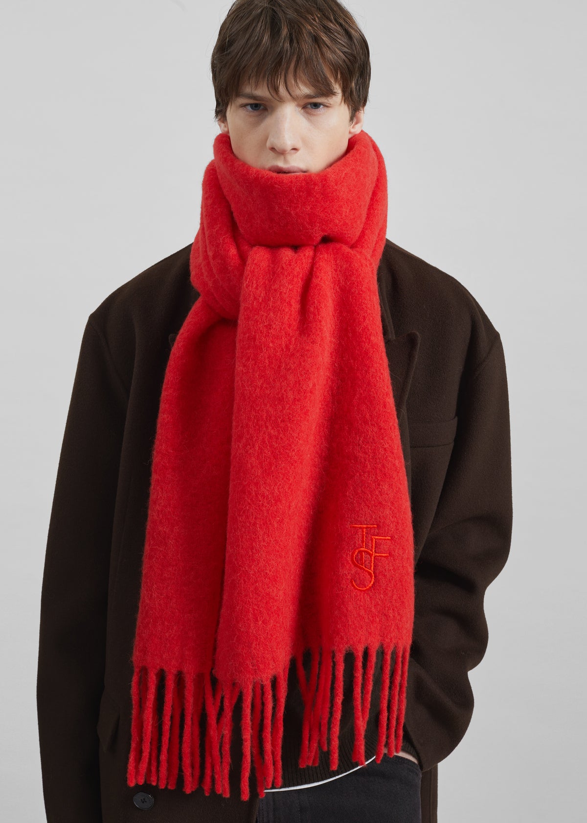 Olari Alpaca Blend Scarf - Red - 8