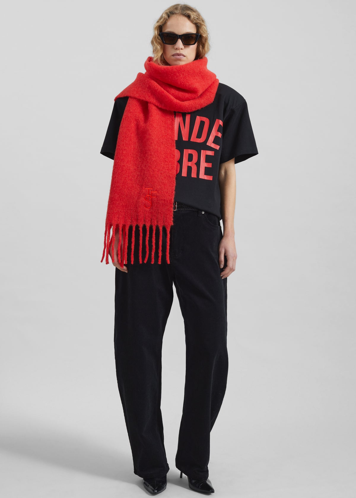 Olari Alpaca Blend Scarf - Red - 4