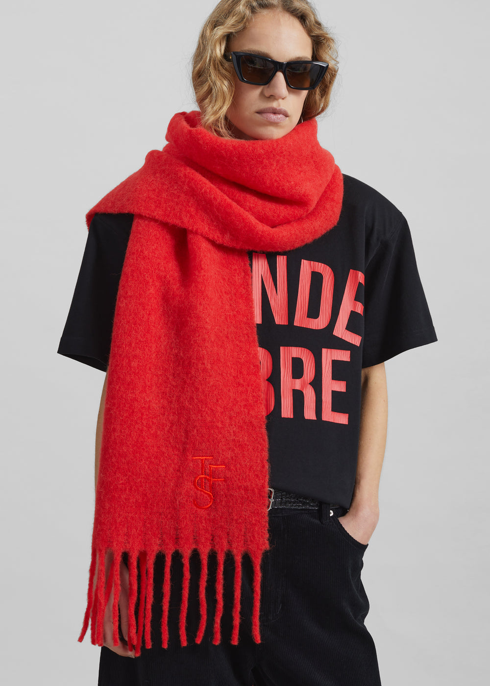 Olari Alpaca Blend Scarf - Red