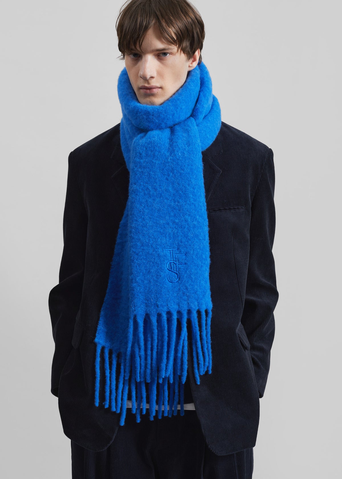 Olari Alpaca Blend Scarf - Royal Blue - 6 - [gender-male]