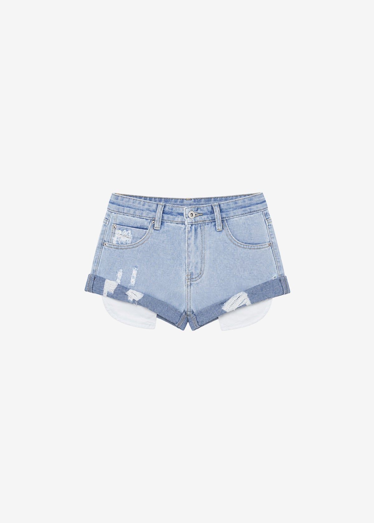 Oleron Distressed Denim Mini Shorts - Light Wash - 9