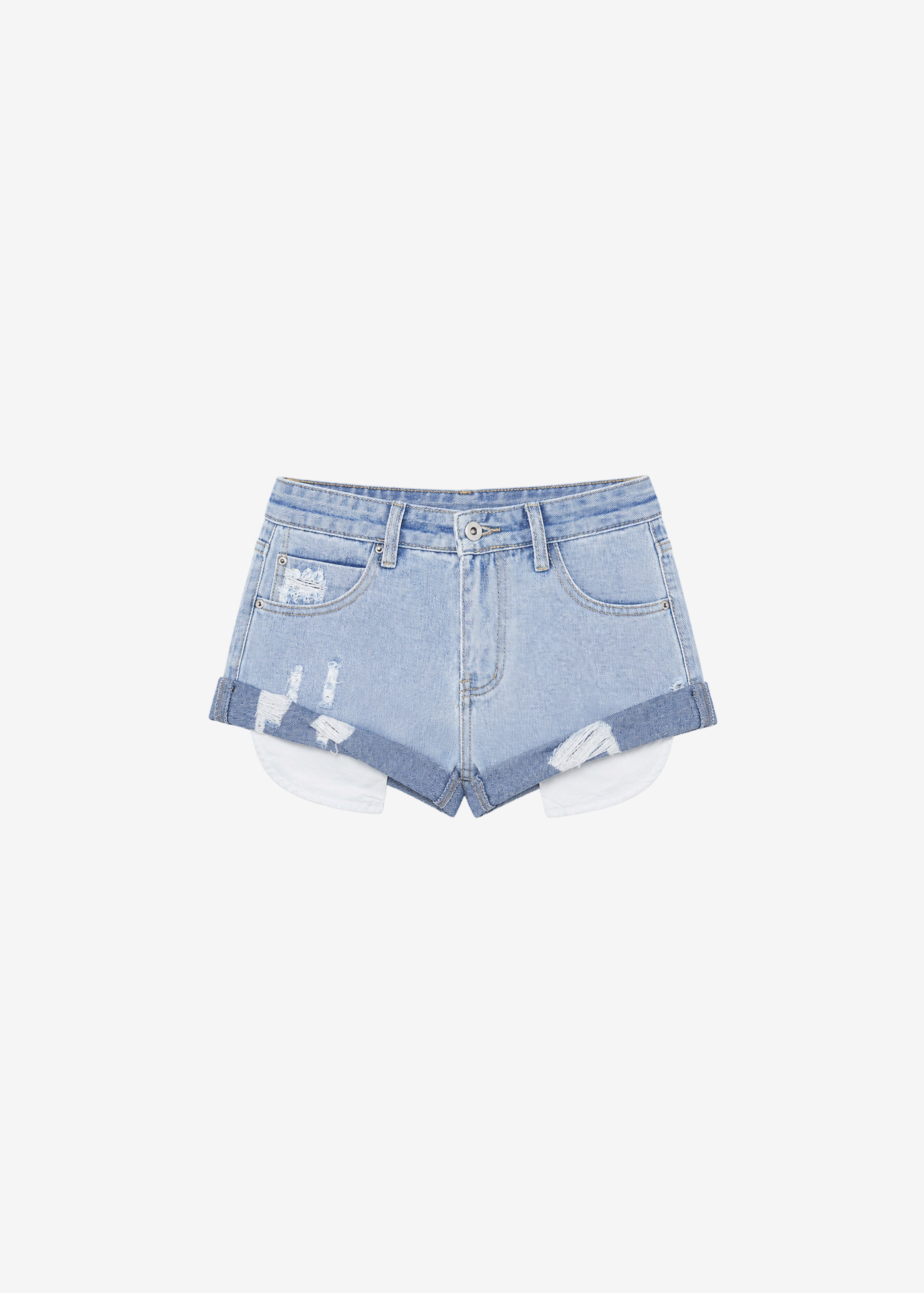 Oleron Distressed Denim Mini Shorts - Light Wash - 9