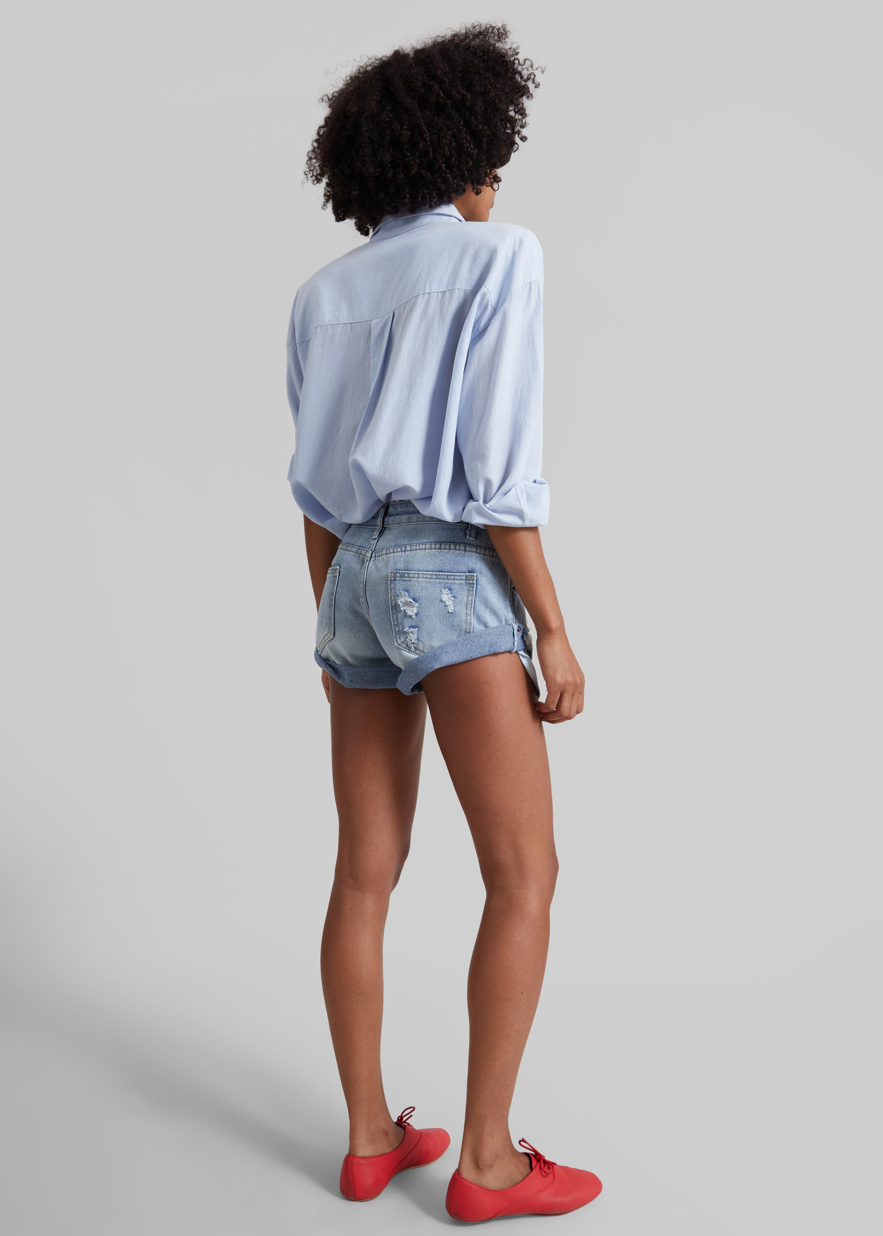 Oleron Distressed Denim Mini Shorts - Light Wash - 8