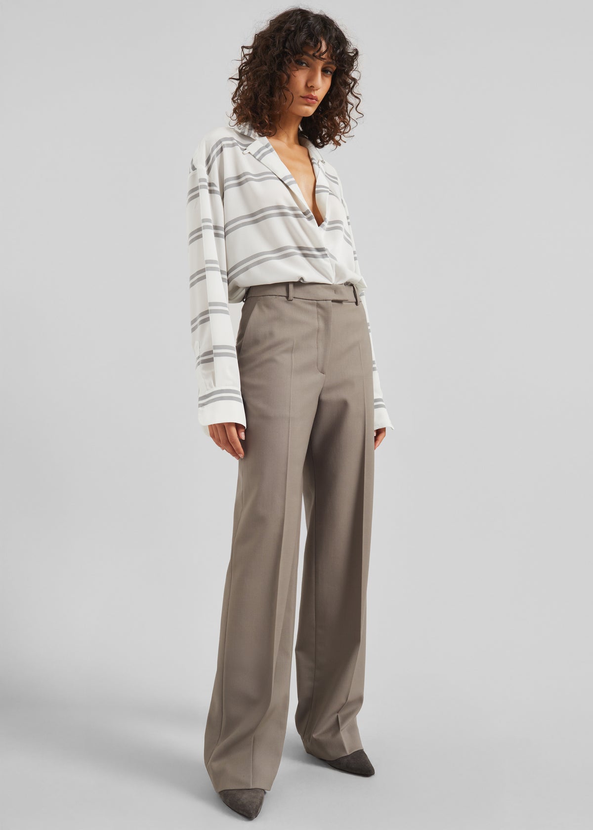 Oletta Blouse - White/Grey Stripe - 6