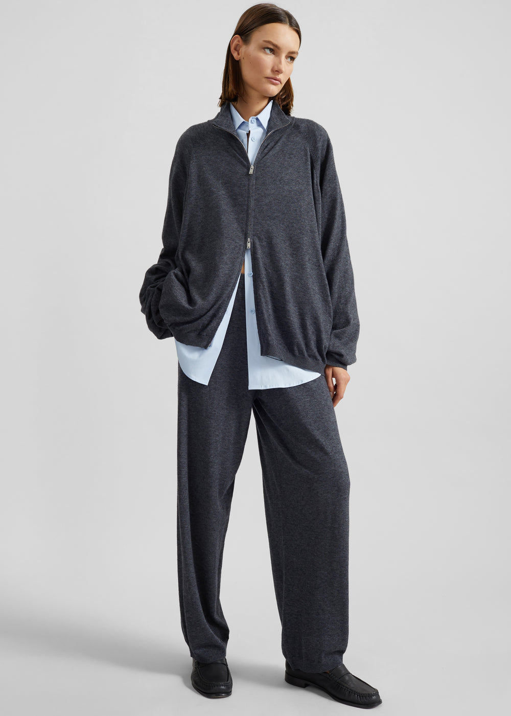 Olia Knit Joggers - Dark Grey Melange - 1